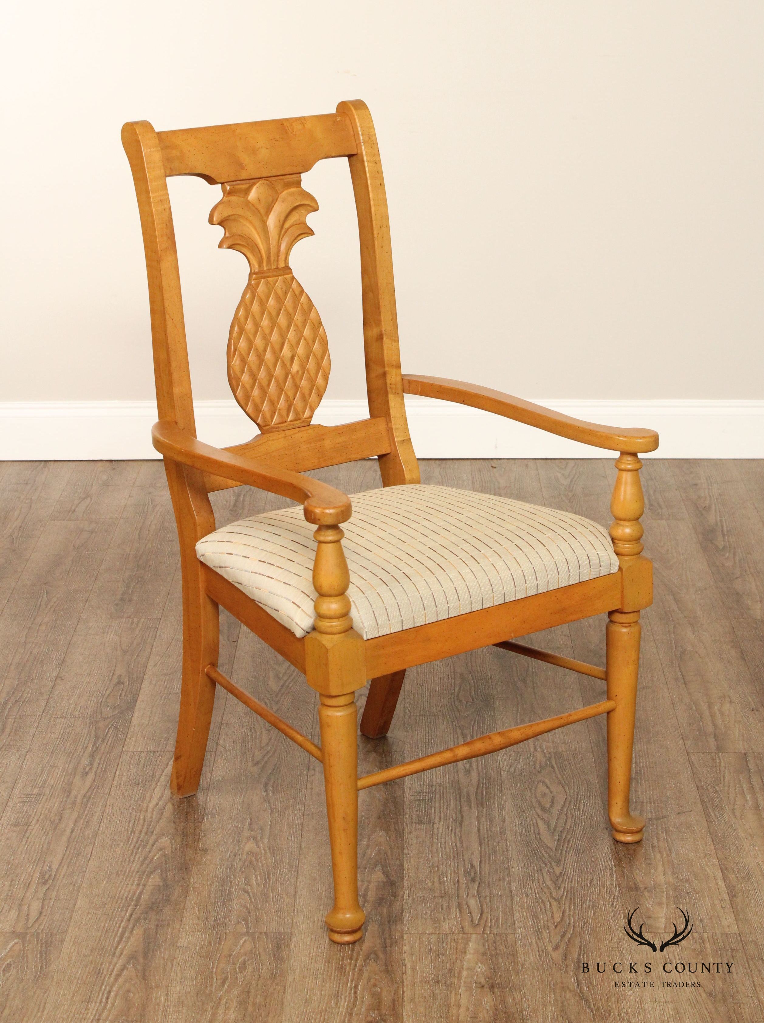 Pair Carved Pineapple Back Armchairs