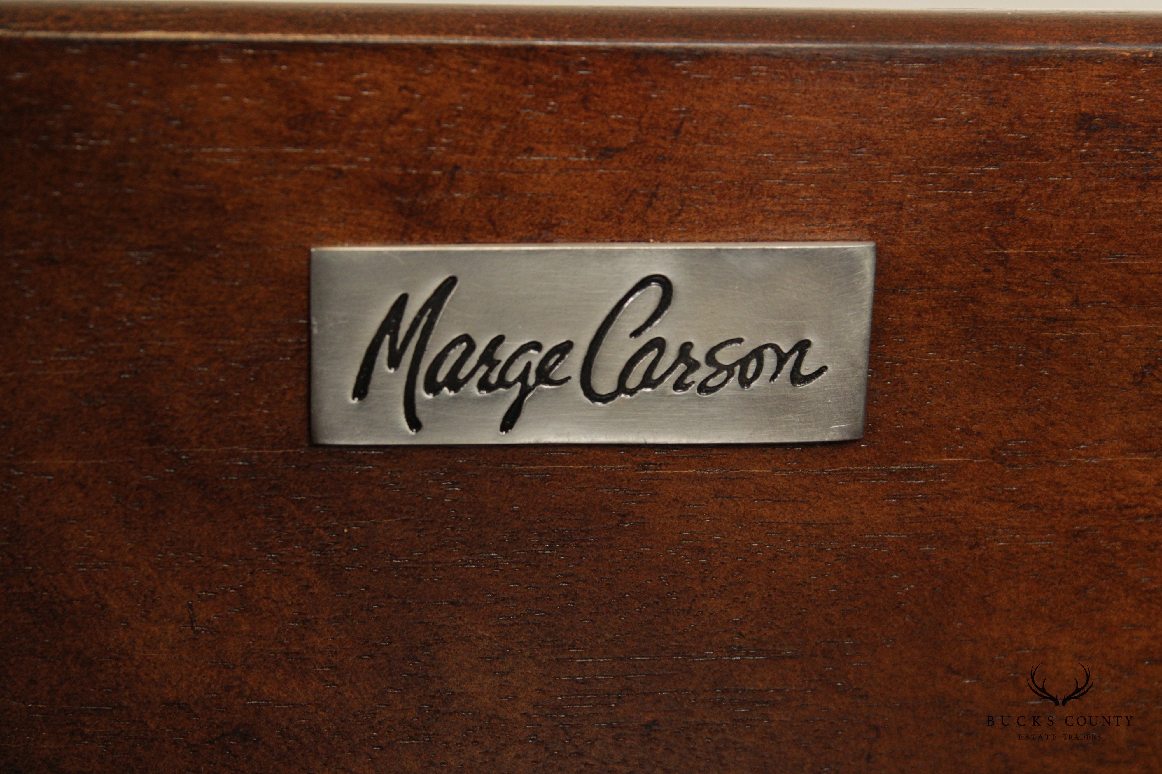 Marge Carson Campaign Style Leather Wrapped Nail Trim Coffee Table