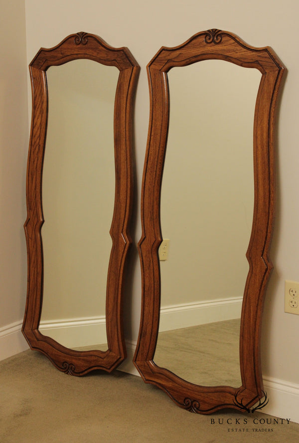 Thomasville French Country Style Vintage Pair Oak Mirrors