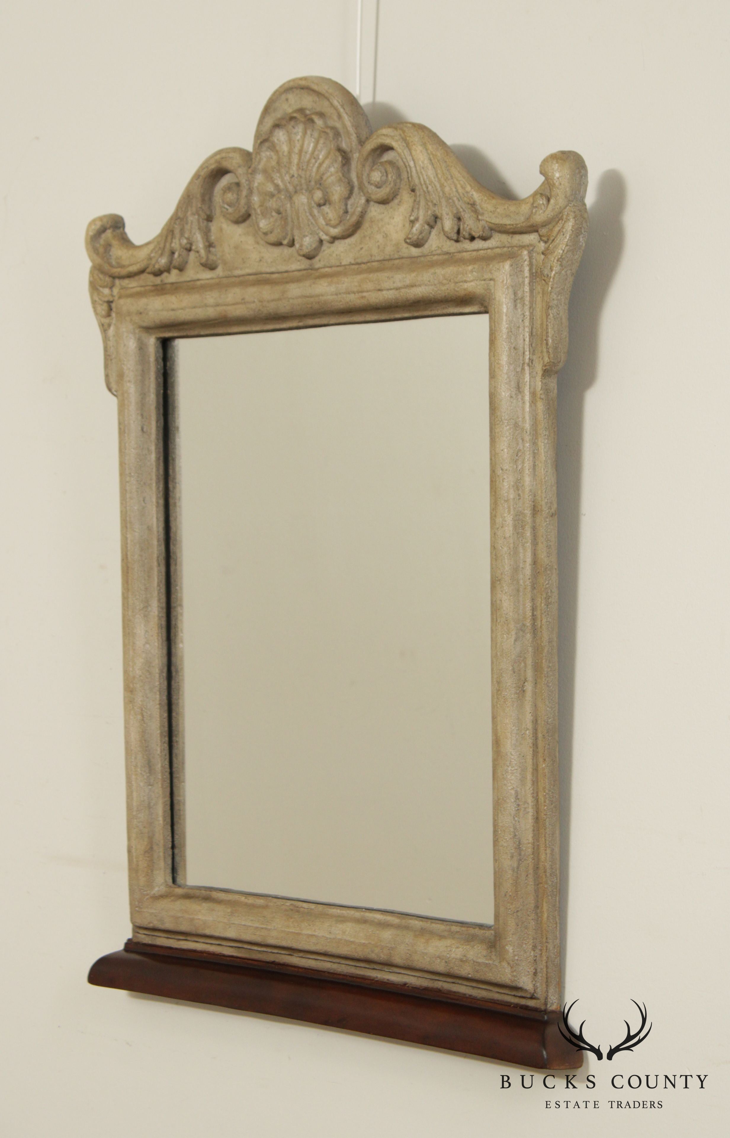 French Louis XV Style Faux Stone Wall Mirror (A)