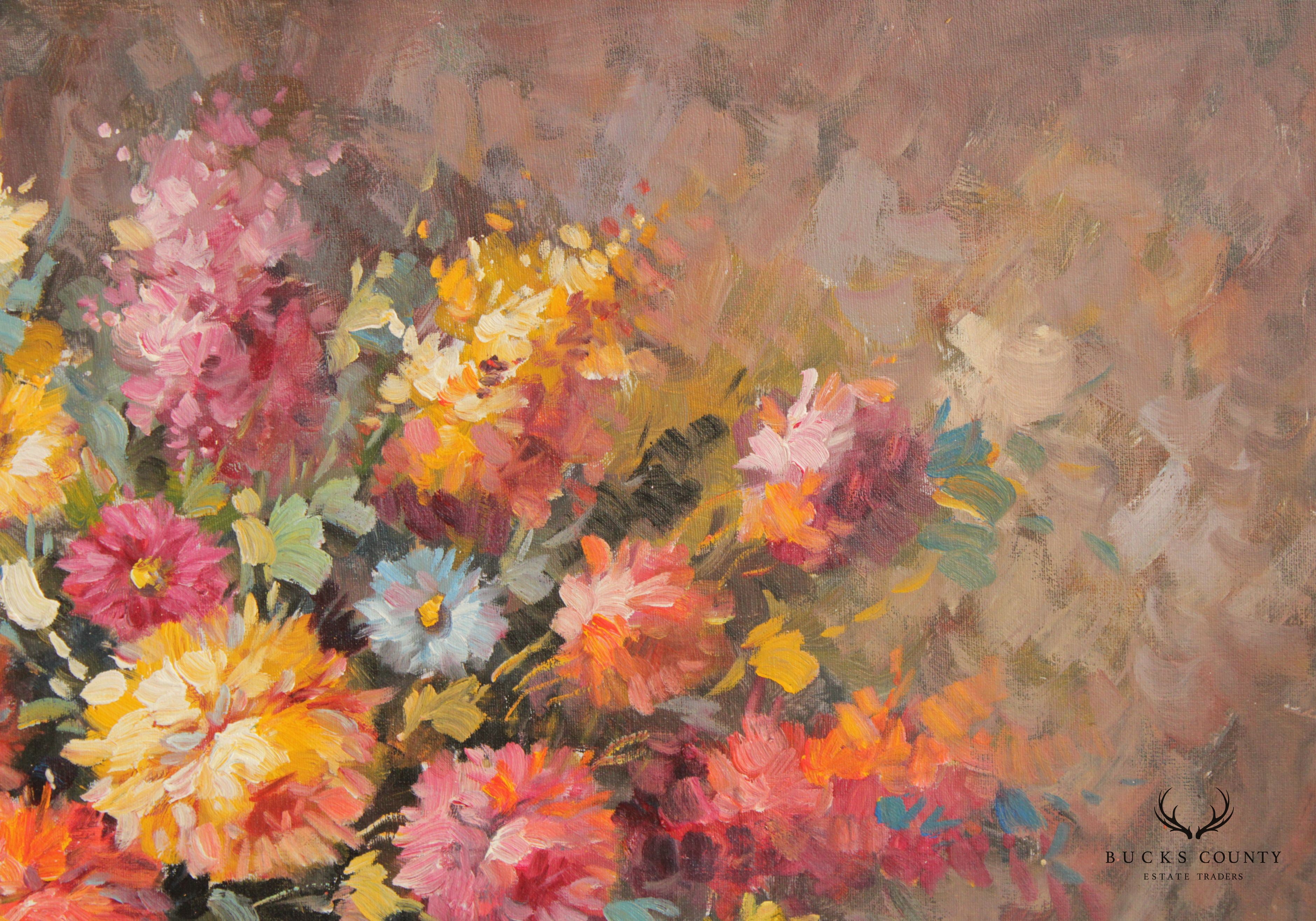 Impressionist Painted Floral Still Life, Signed 'T. Denver'