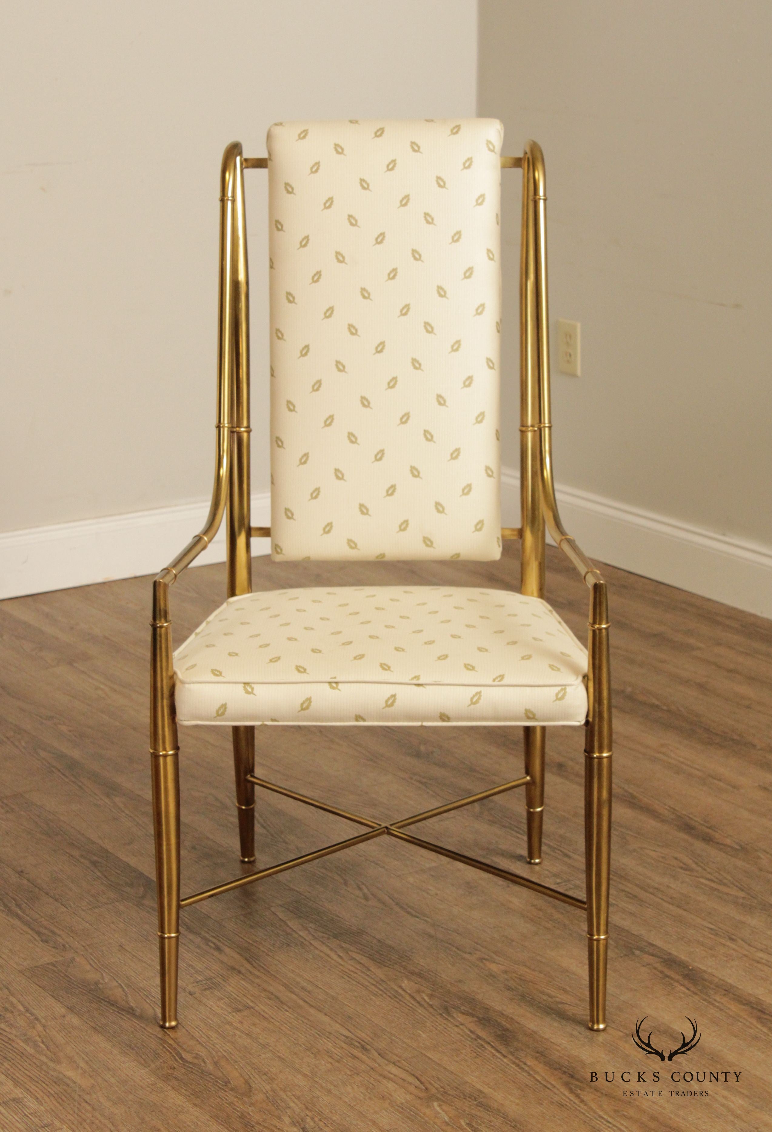 Mastercraft Vintage Hollywood Regency Pair of Faux Bamboo Brass Armchairs