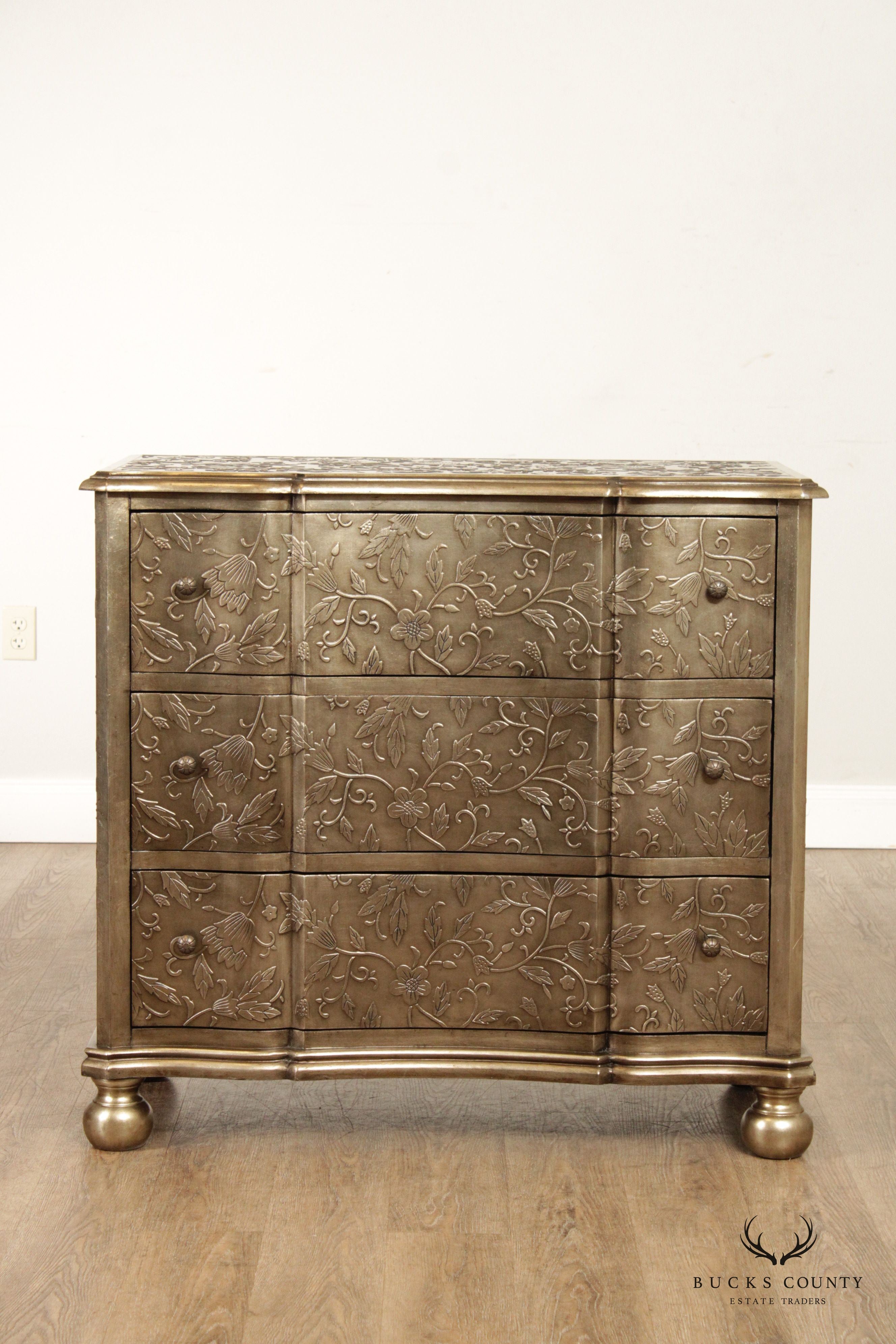 Silver Finished Embossed Chest of Drawers