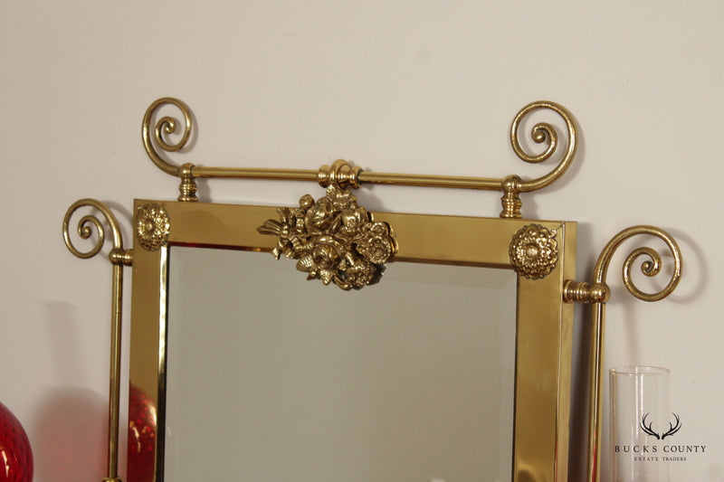 Victorian Brass Oil Lamp Candelabra Wall Mirror