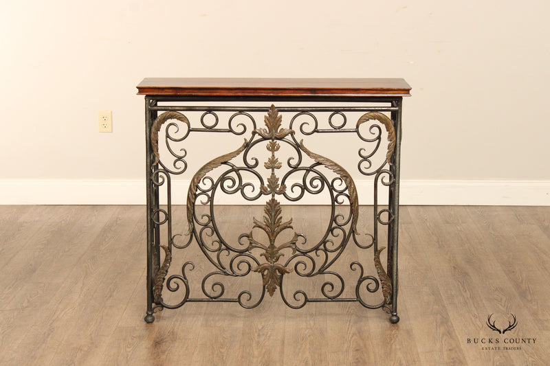 Ambella Home 'Dickinson' Wrought Iron and Walnut Console Table