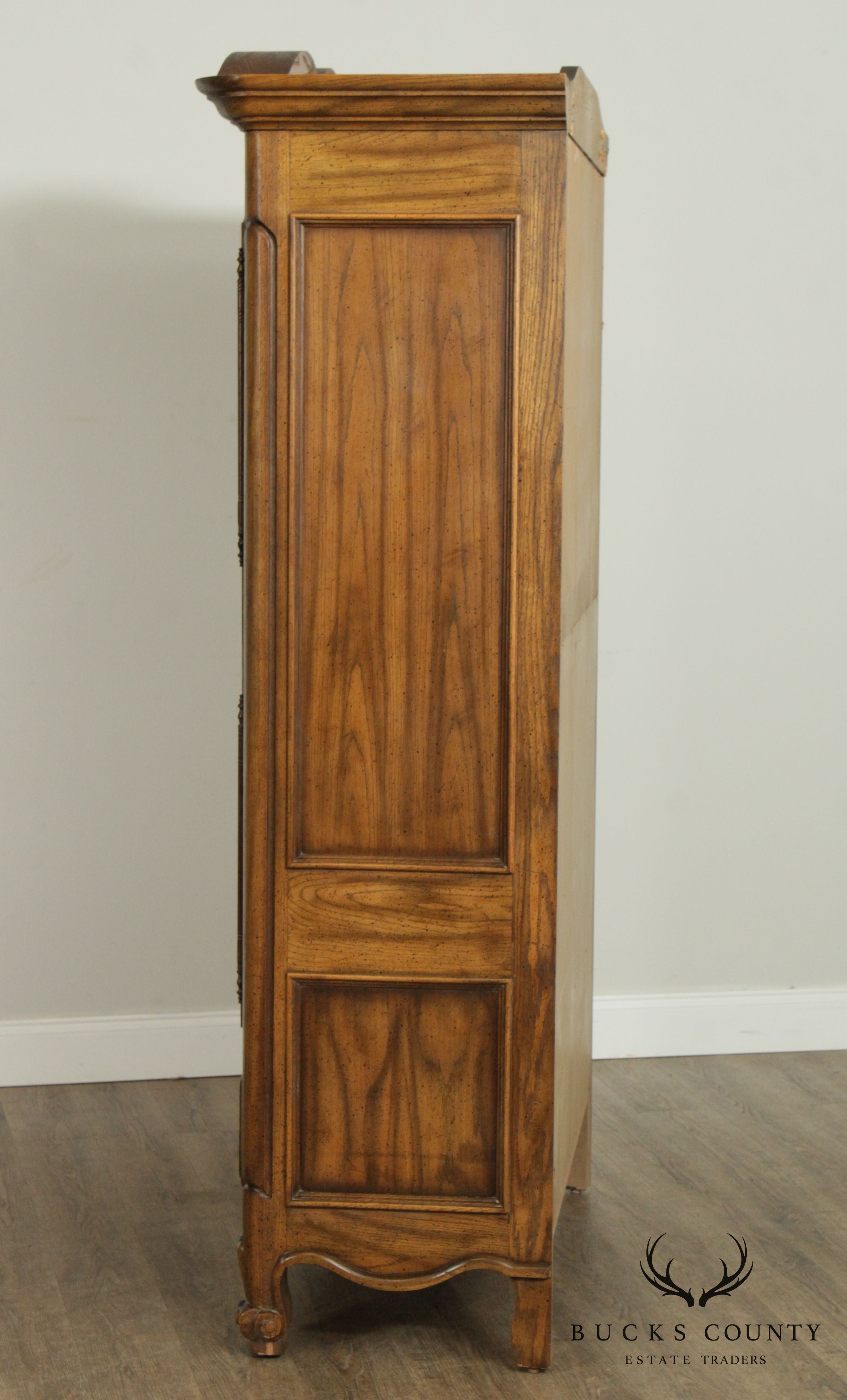 French Louis XV Style Vintage Pair Oak Armoire