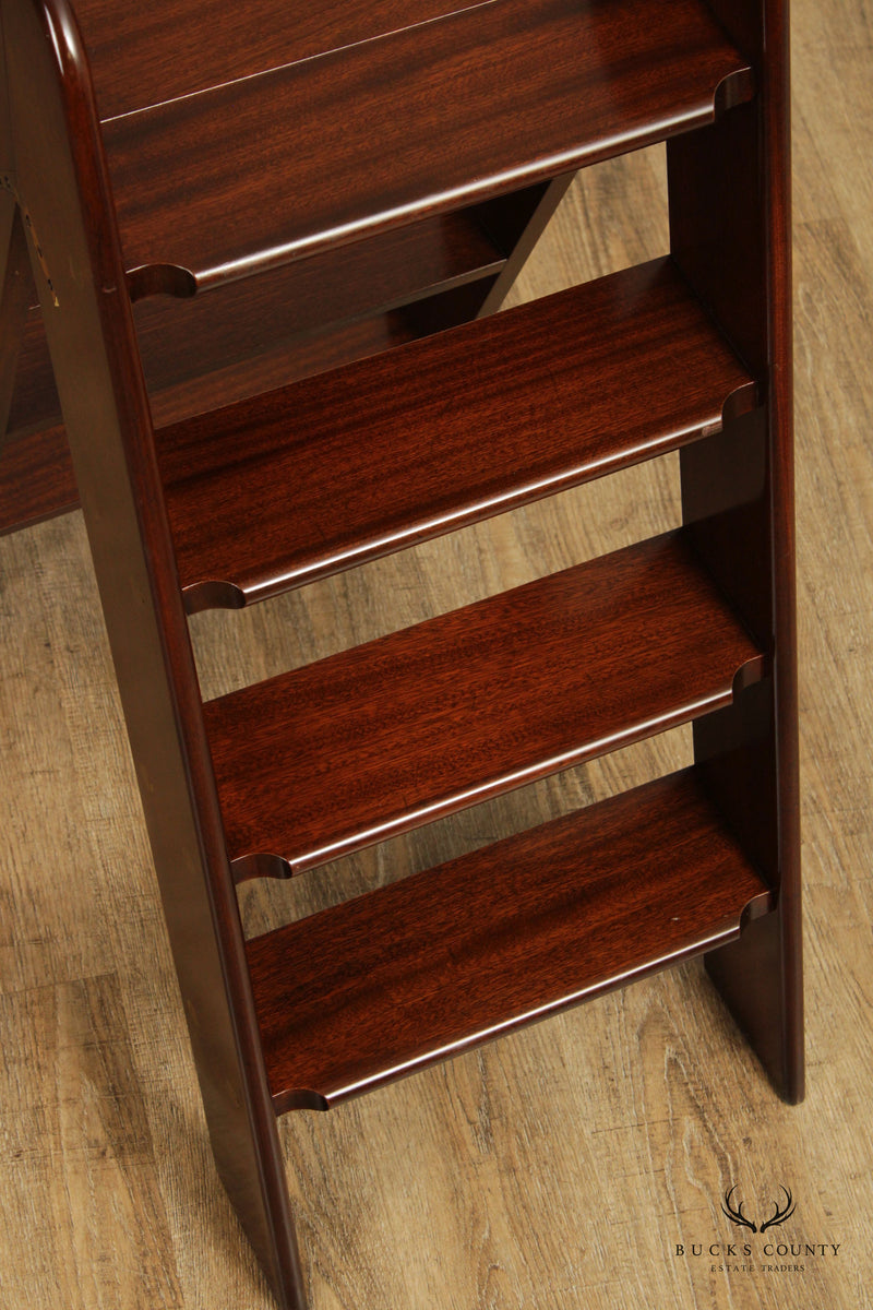 Regency Style Folding Mahogany Library Step Ladder