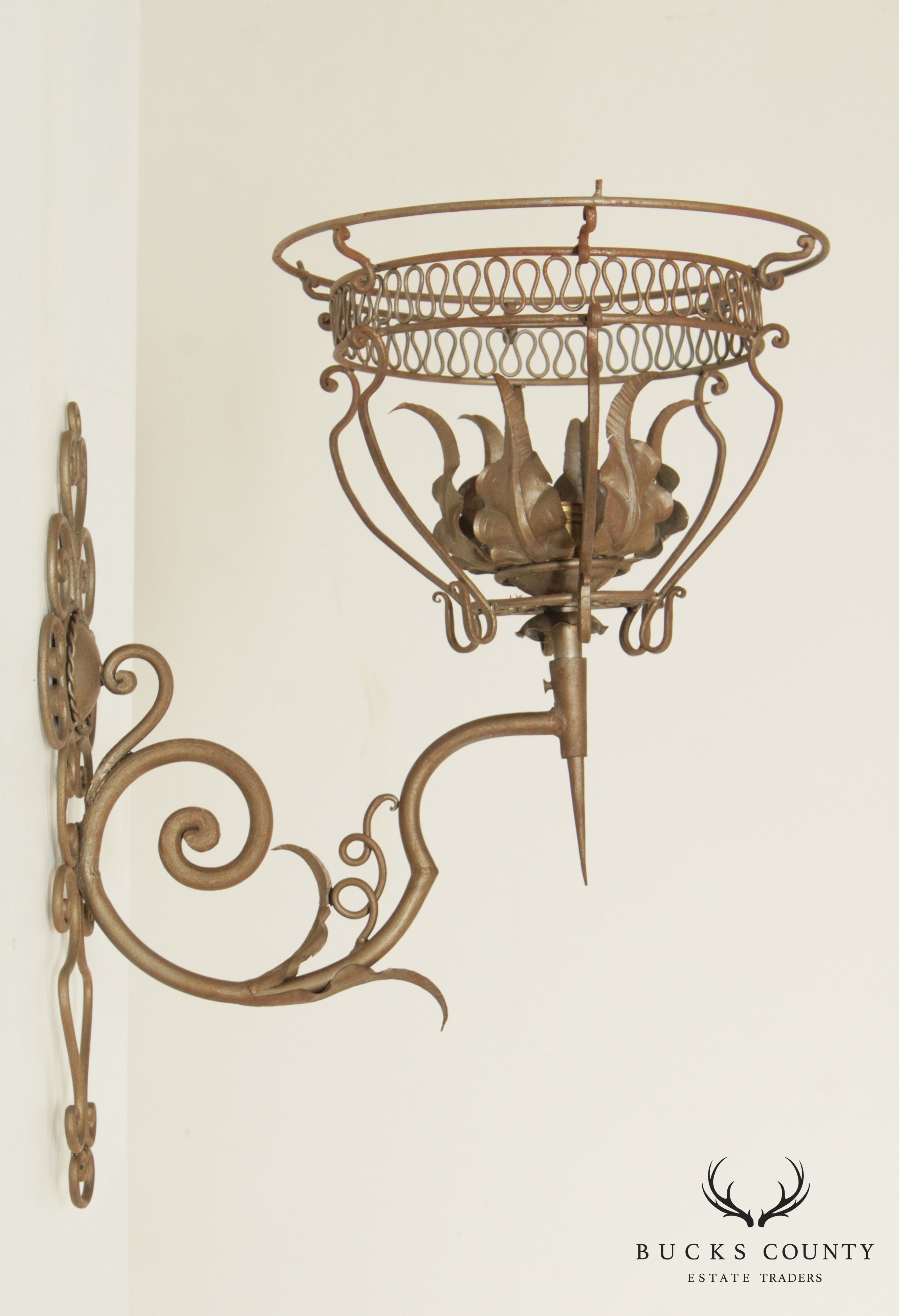 Vintage Italian Wrought Iron Wall Sconce