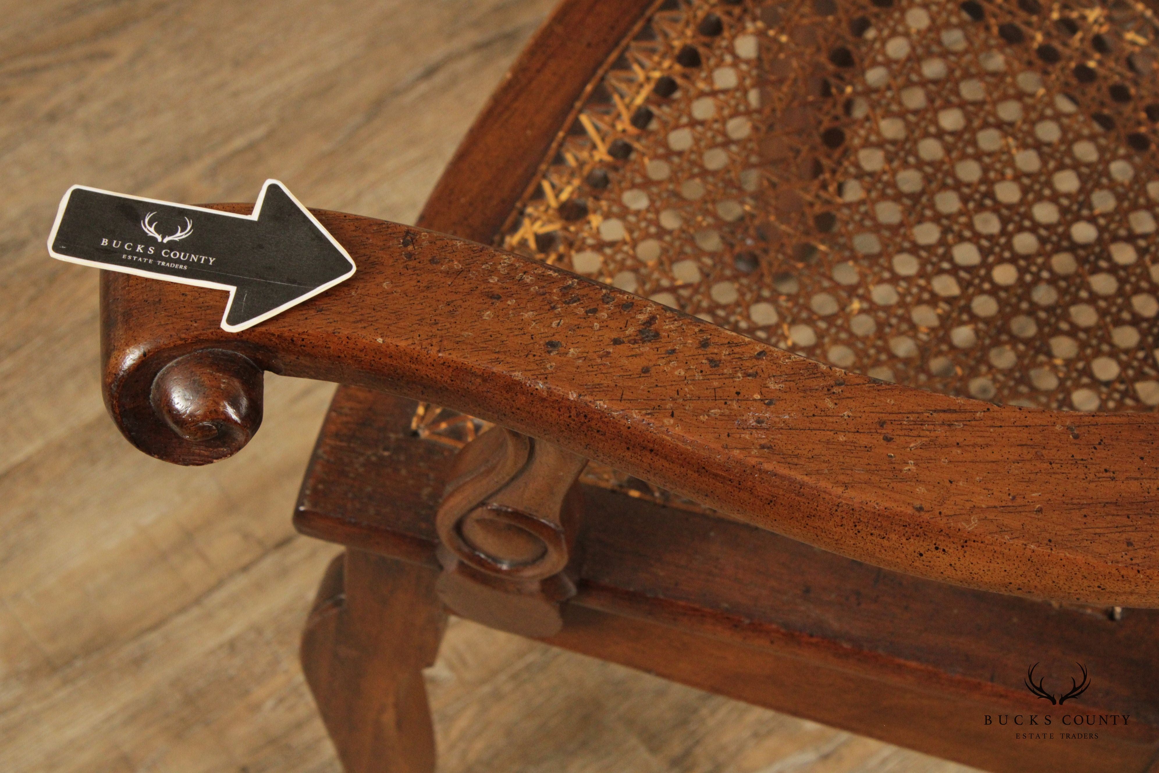 Anglo Indian Padauk Wood Cane Seat Armchair