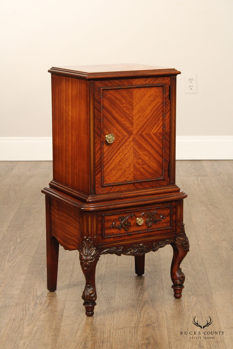 1930's French Style Carved Nightstand Side Cabinet