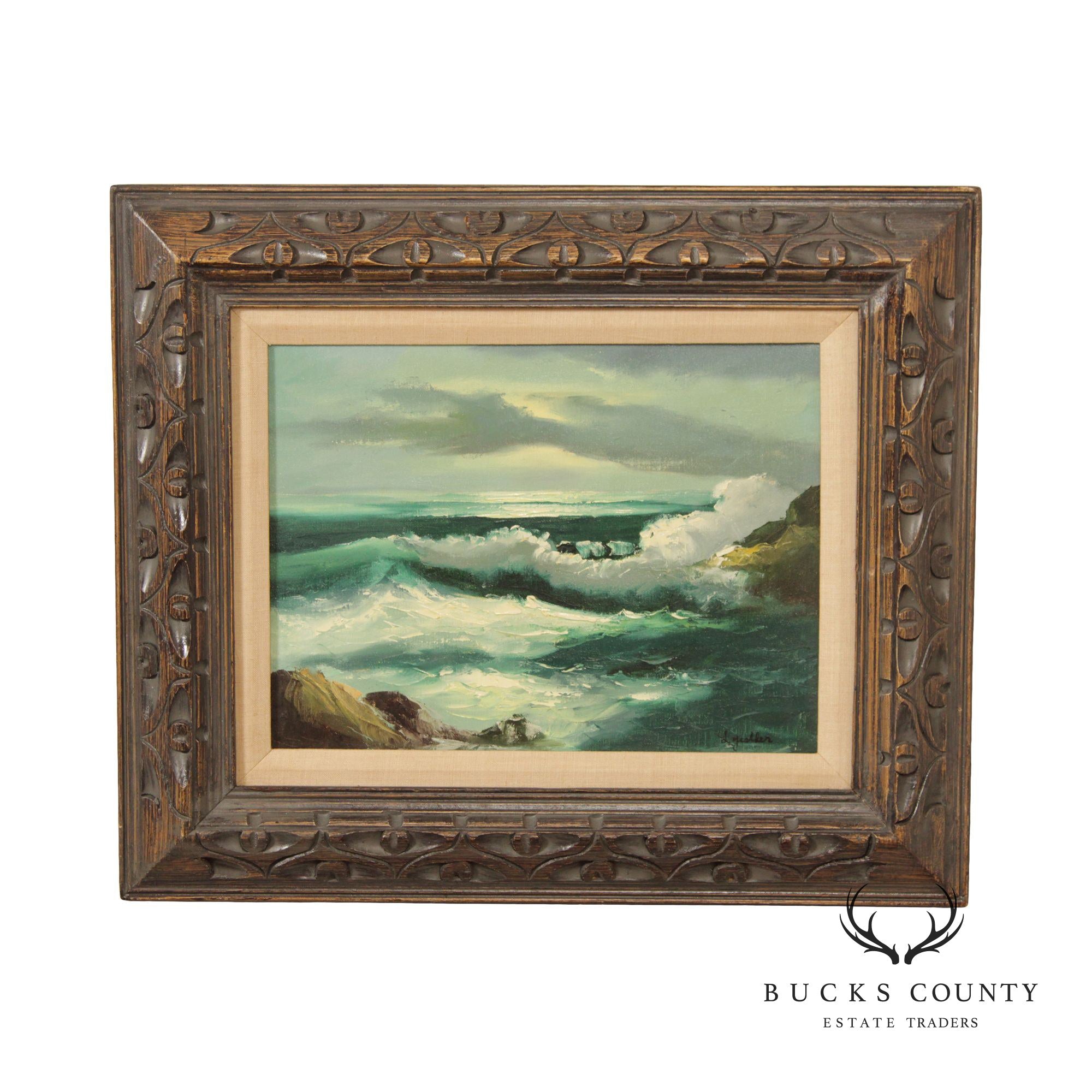 Vintage 20th C. Seascape Original Oil Painting, Signed