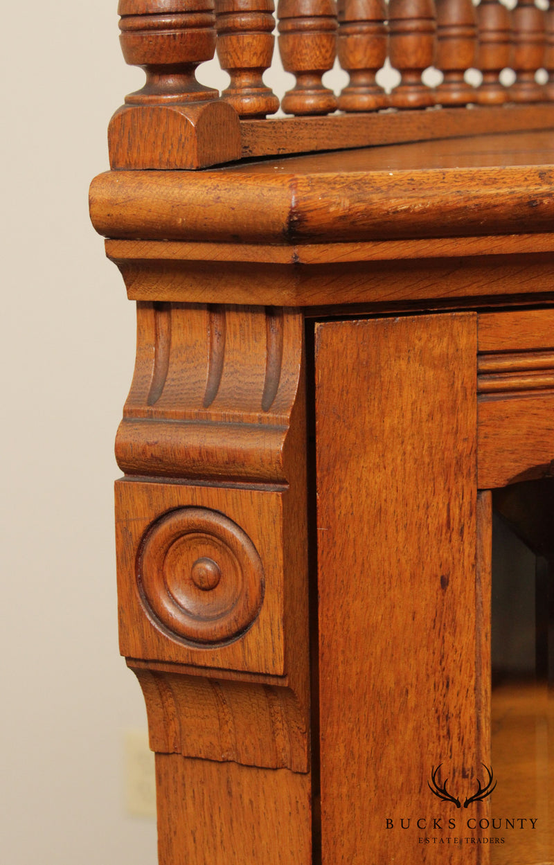 Antique Victorian Oak Corner Cabinet
