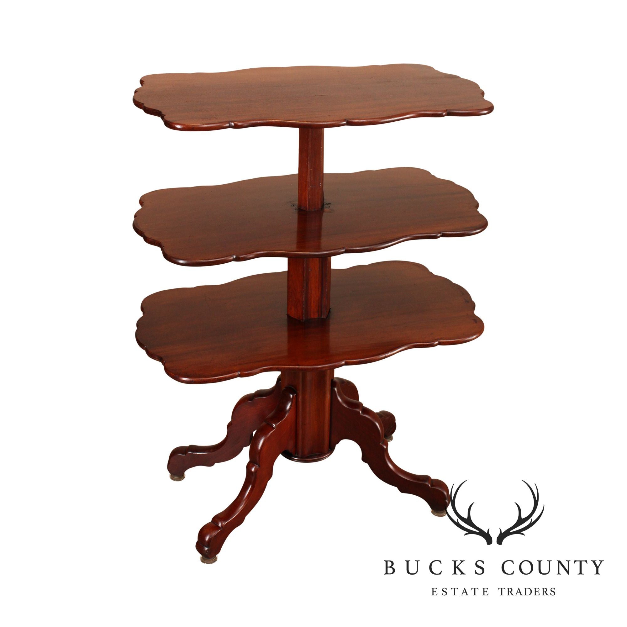 English Regency Antique Mahogany Metamorphic 3 Tier Dumb Waiter Table (B)