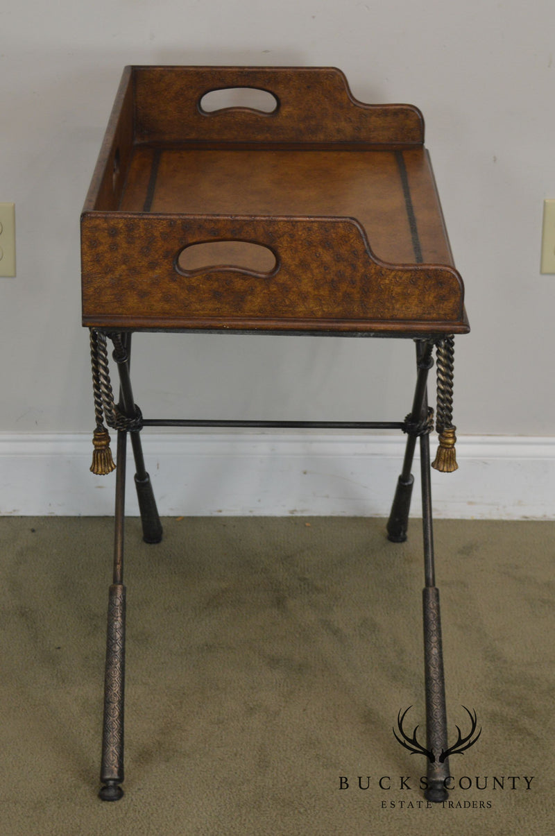 Equestrian Iron X Base Tray Top Butlers Table