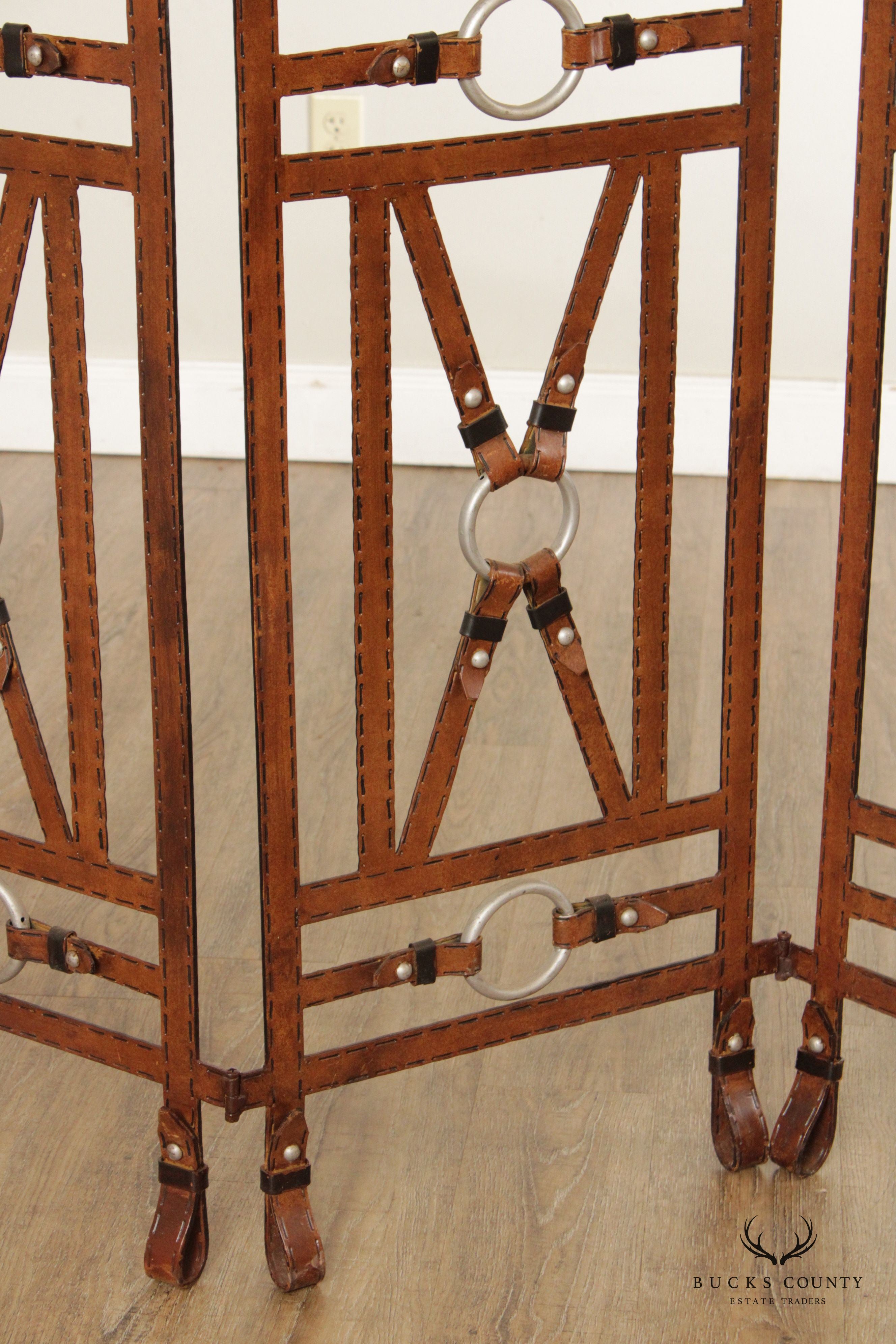 Steampunk Style Steel and Leather Room Divider