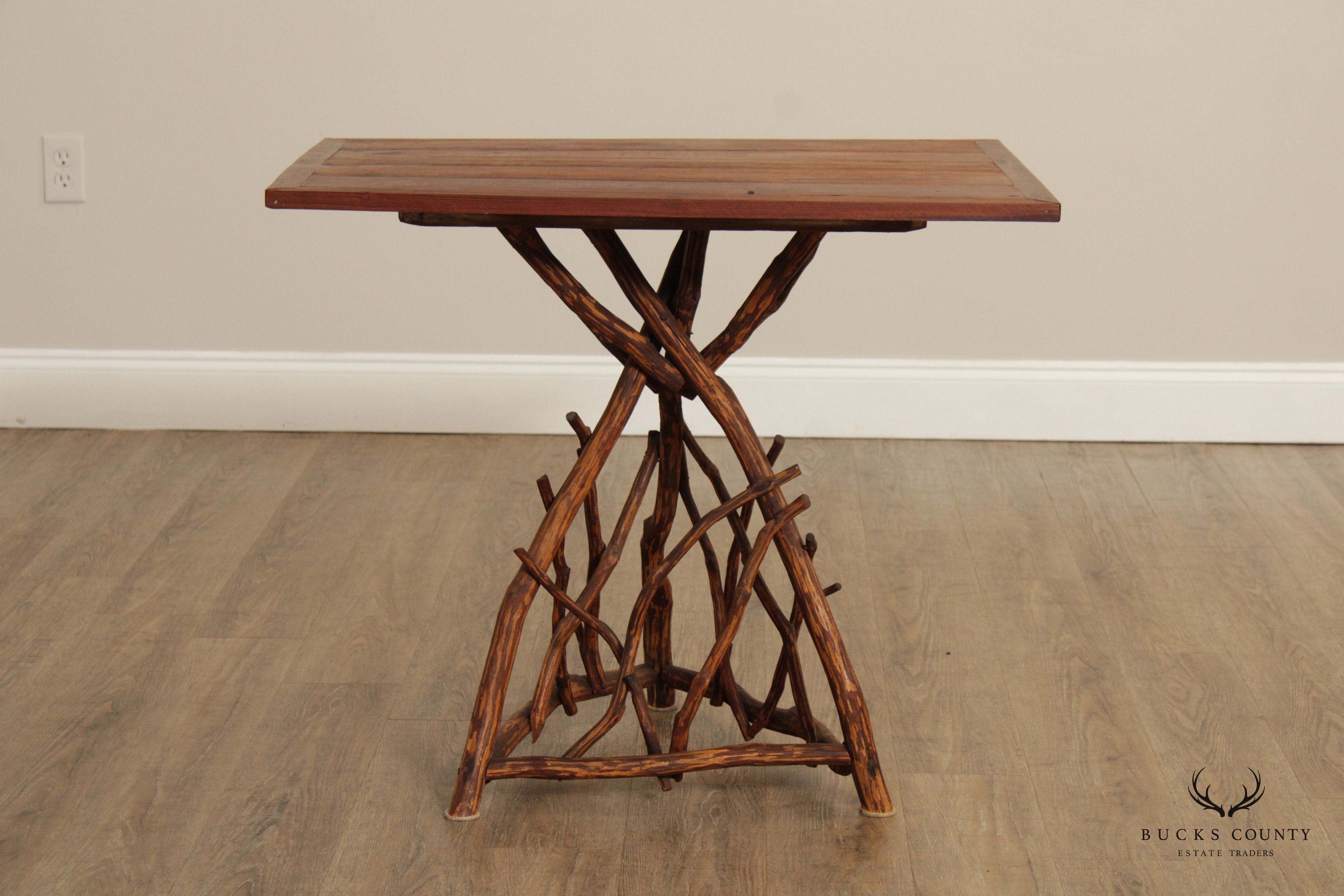 Vintage Adirondack Style Twig Side Table