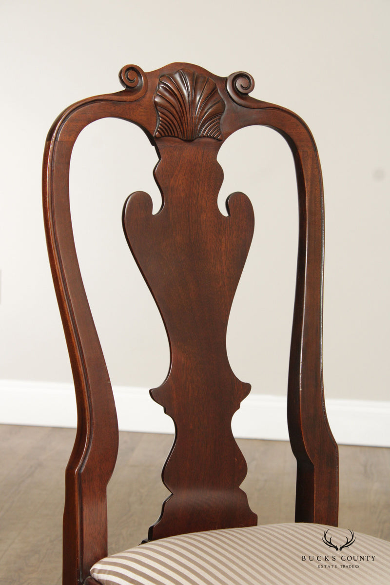 Stickley Queen Anne Style Set of Six Carved Mahogany Dining Chairs