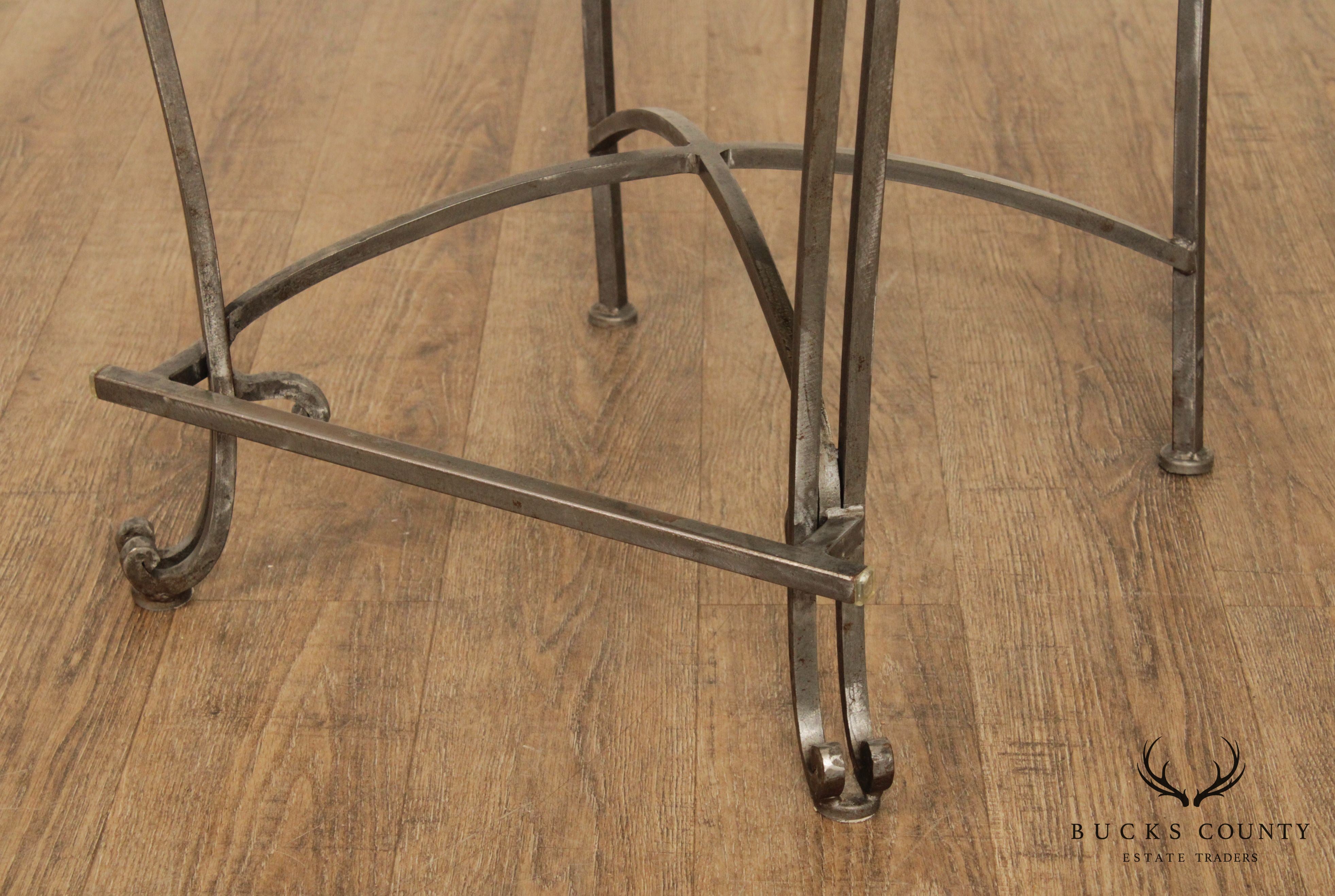 Quality Set of Three Wrought Iron Counter Stools