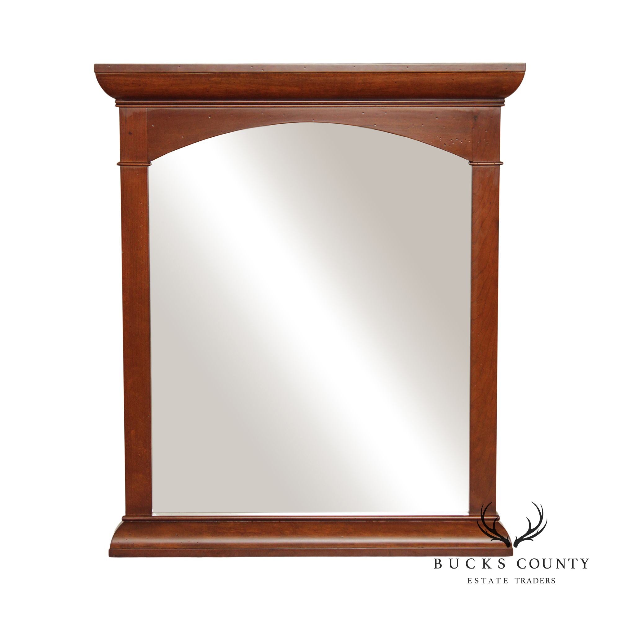 Transitional Solid Cherry Wood Beveled Wall Mirror