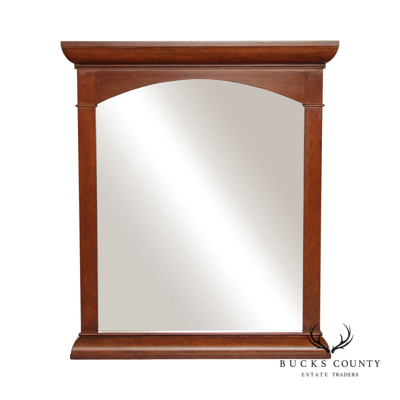 Transitional Solid Cherry Wood Beveled Wall Mirror