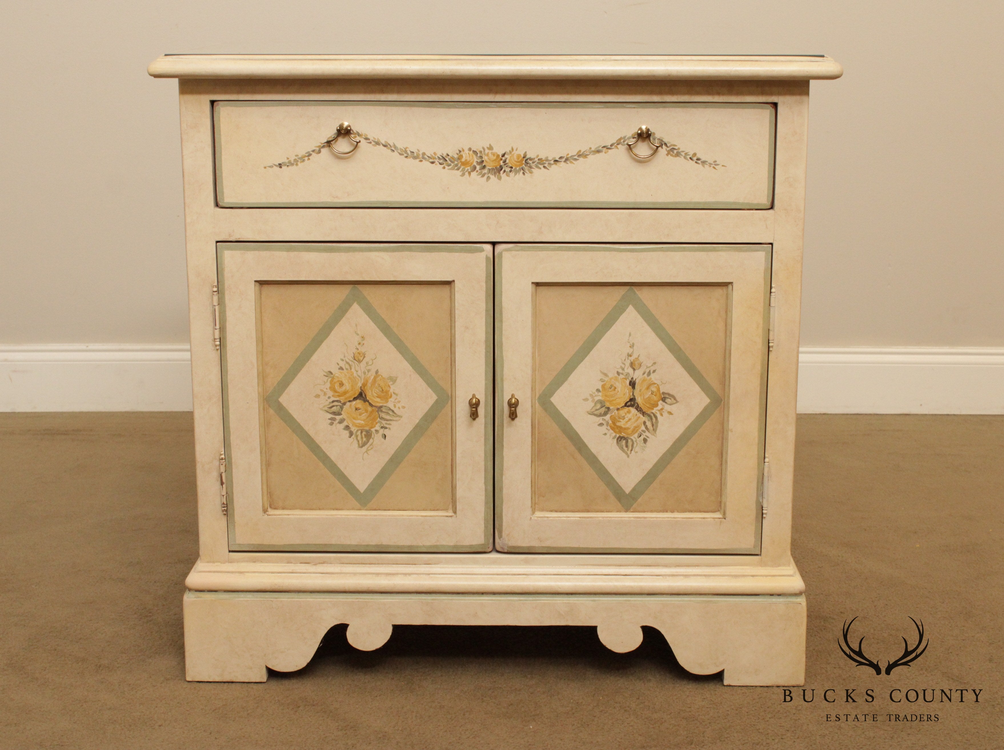 Sidney Arthur Furniture, Hand Painted 2 Door Side Cabinet, Nightstand