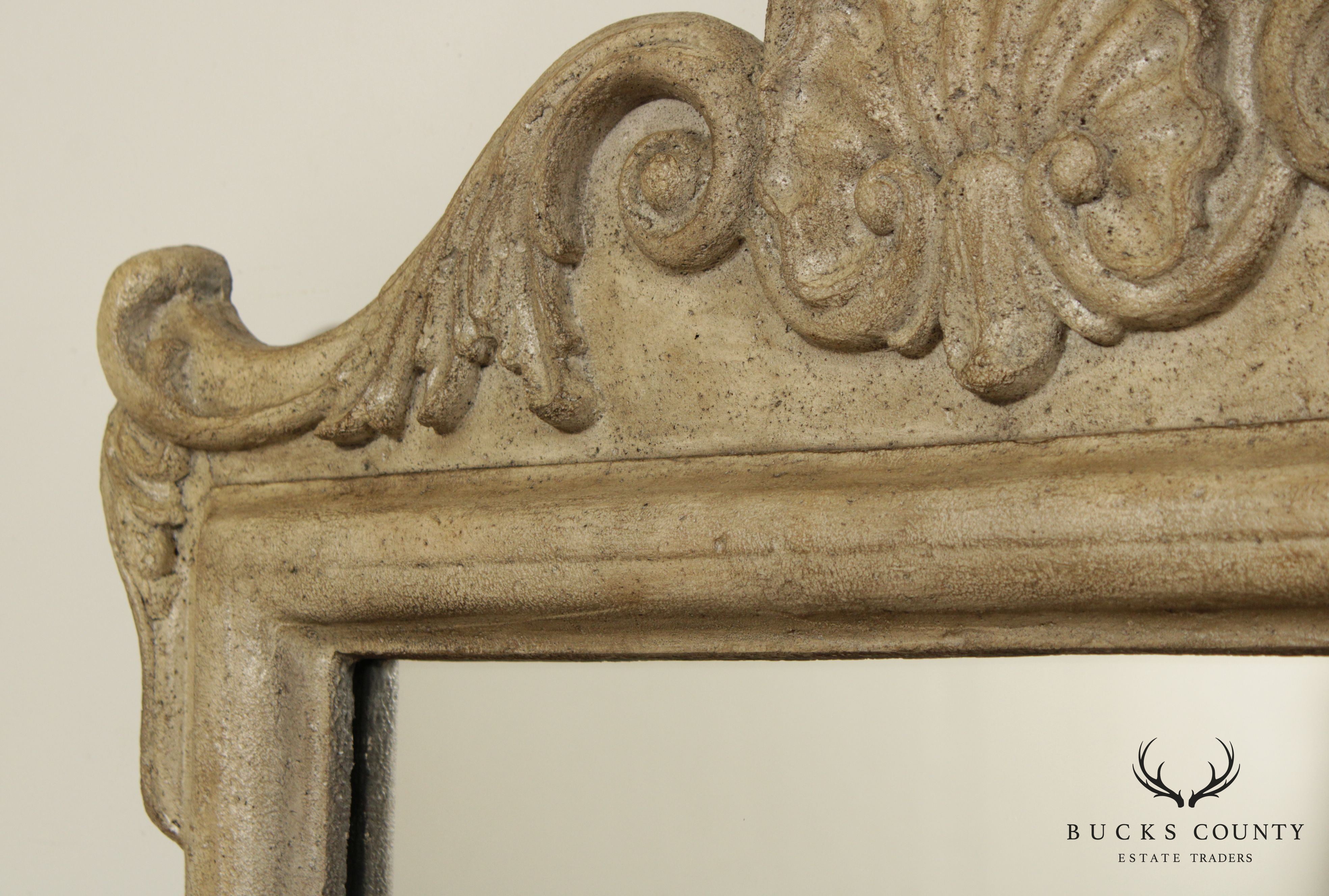 French Louis XV Style Faux Stone Wall Mirror (B)