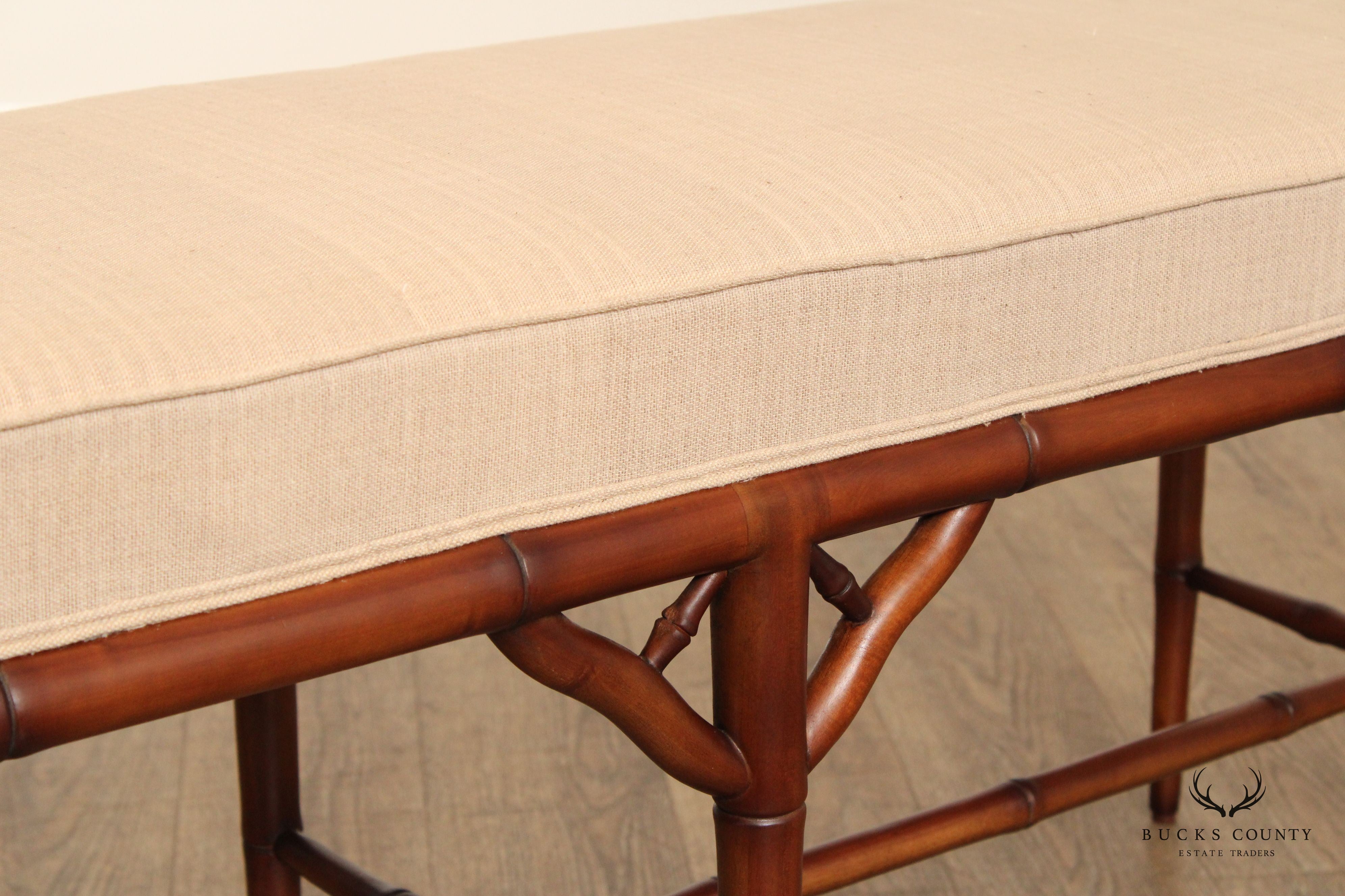 Faux Bamboo Upholstered Seat Window Bench