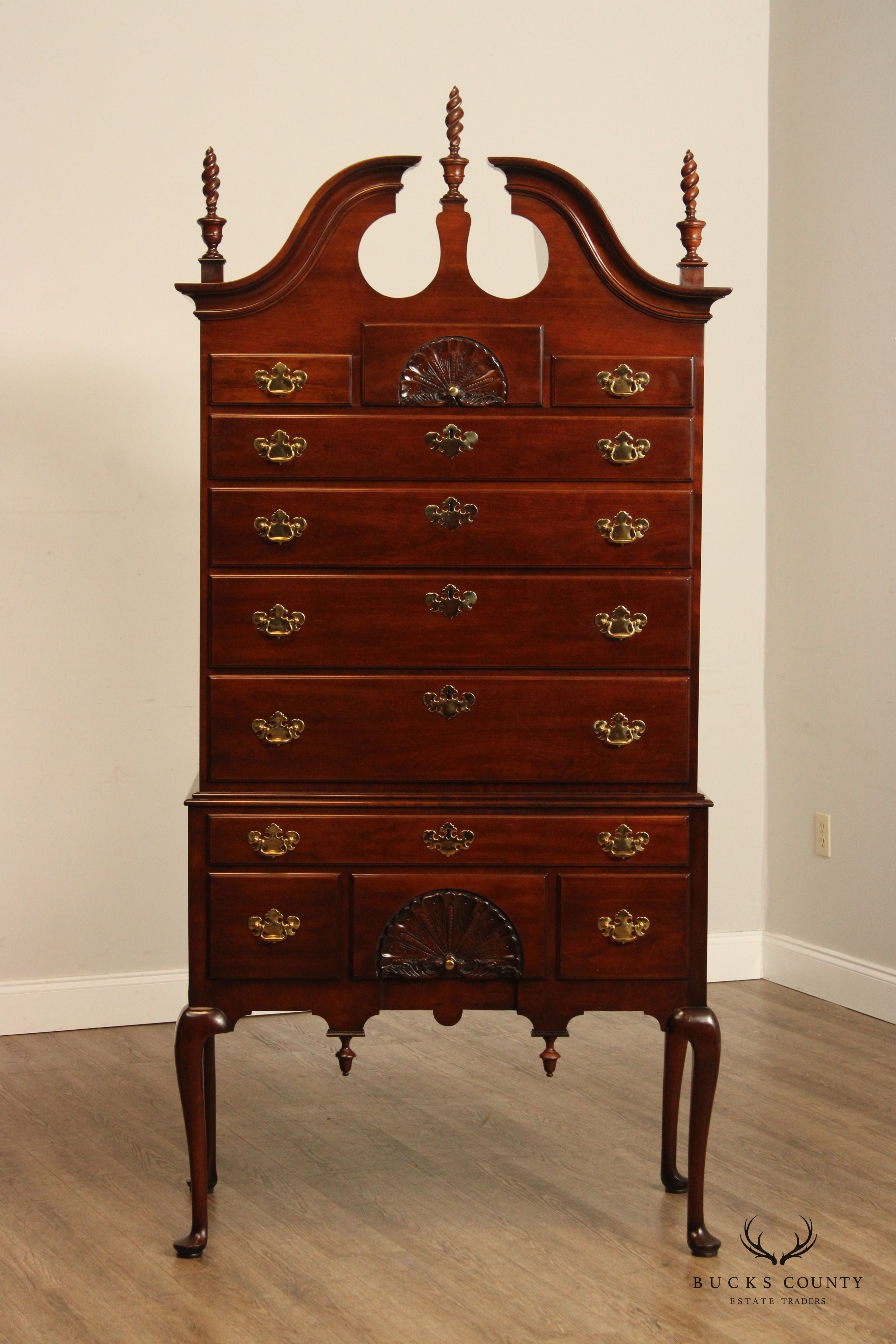 Statton Queen Anne Style Cherry Highboy Chest