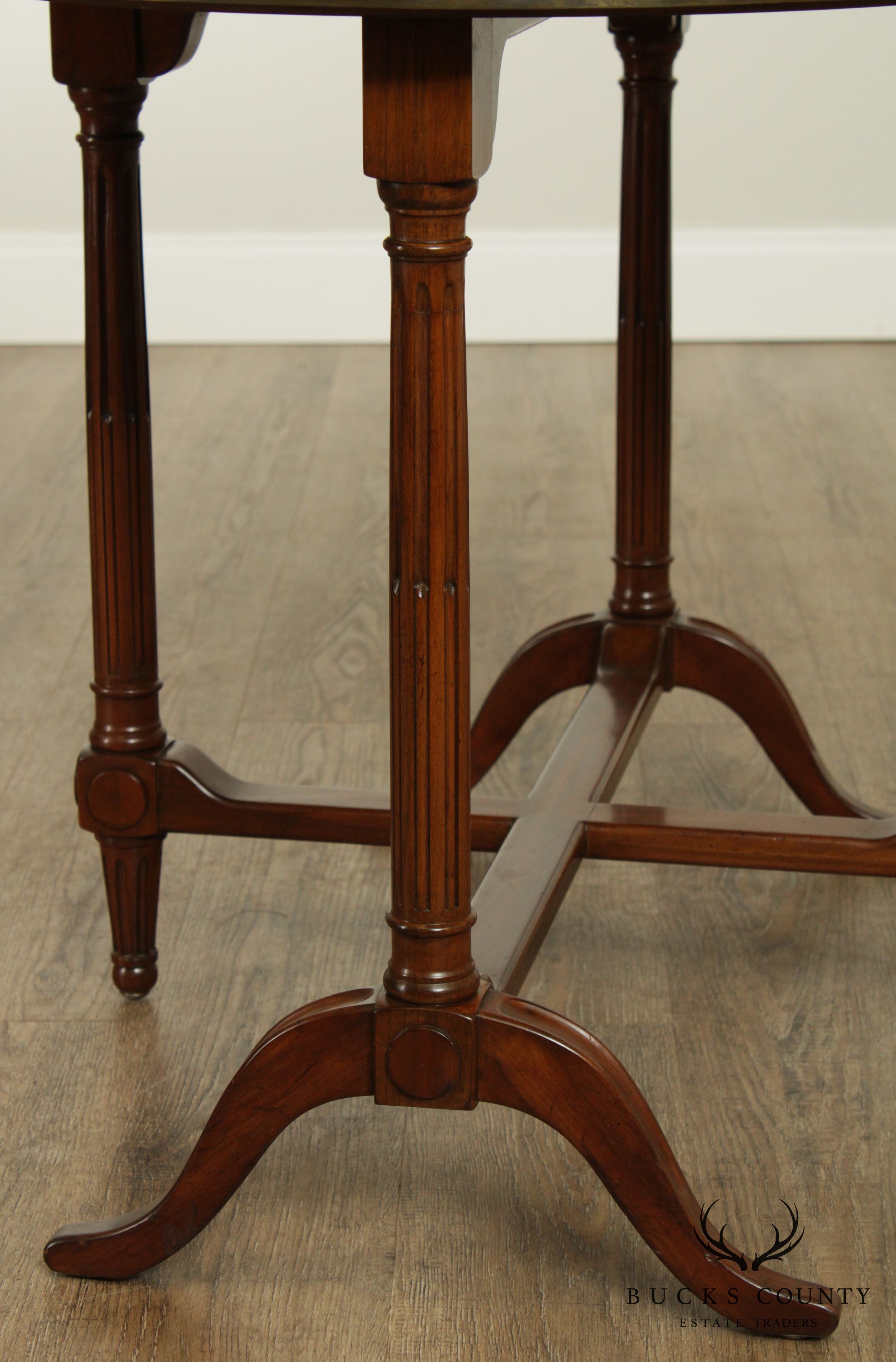 French Louis XVI Style Oval Walnut Bouillotte Table