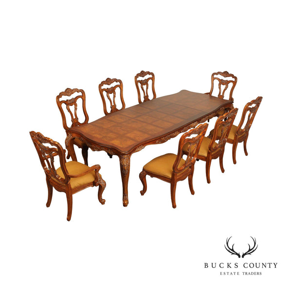 Thomasville Rococo Style Carved Burl Wood Dining Set