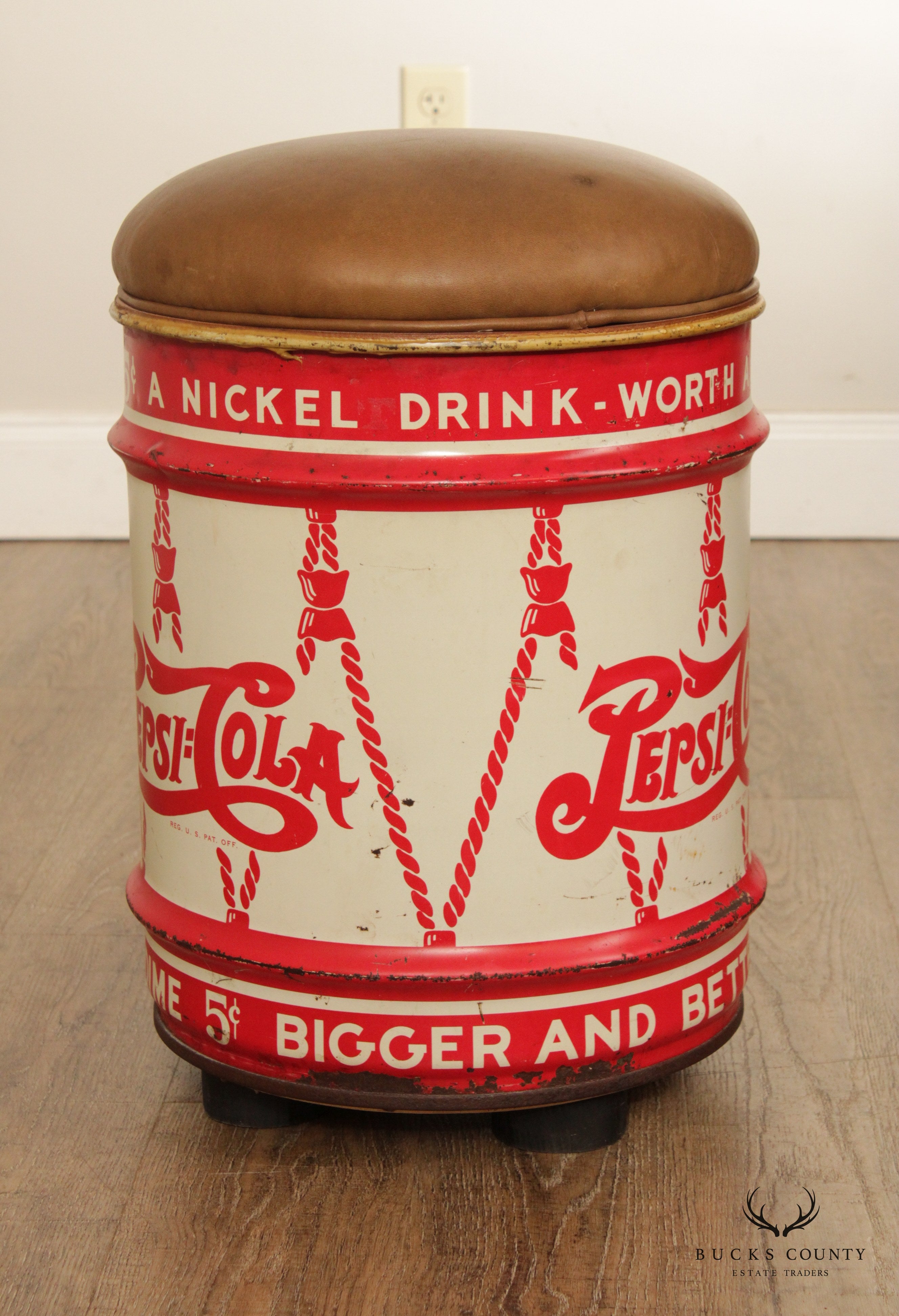 Vintage Pepsi Cola 10-Gallon Barrel Stool