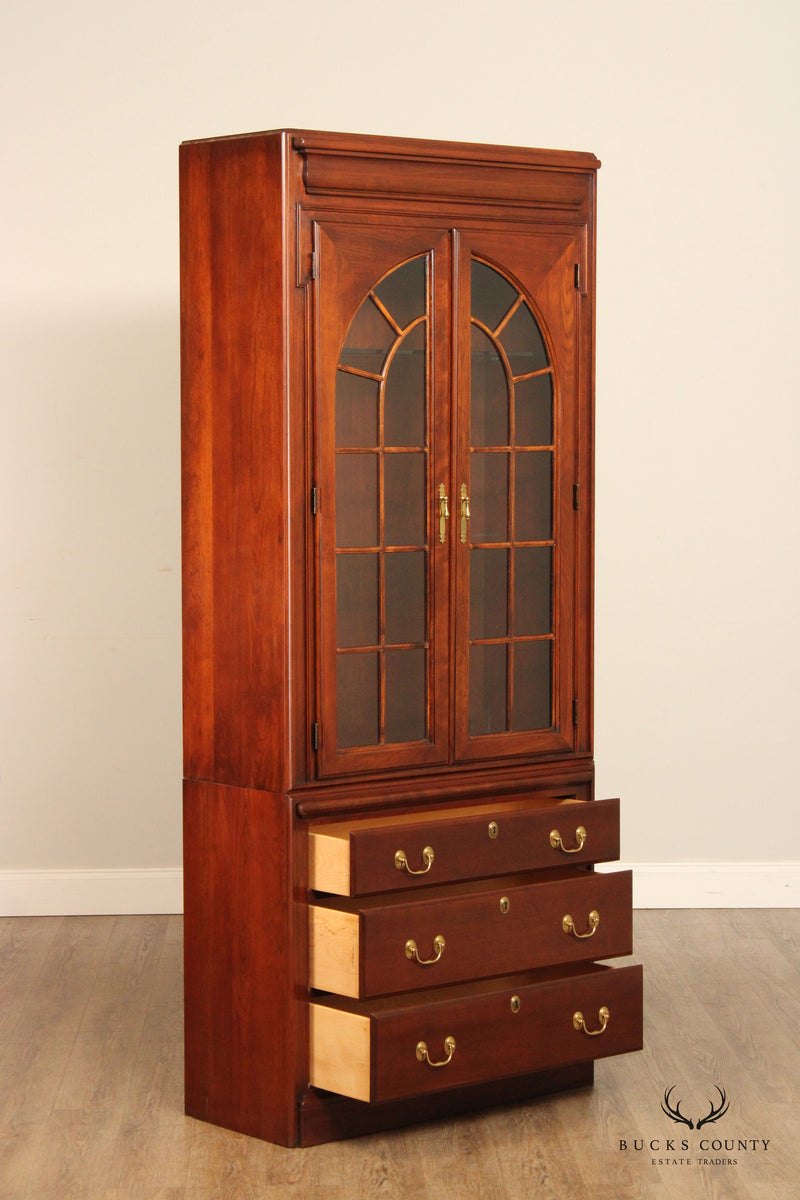 Harden Chippendale Style Cherry Illuminated Bookcase Display Cabinet