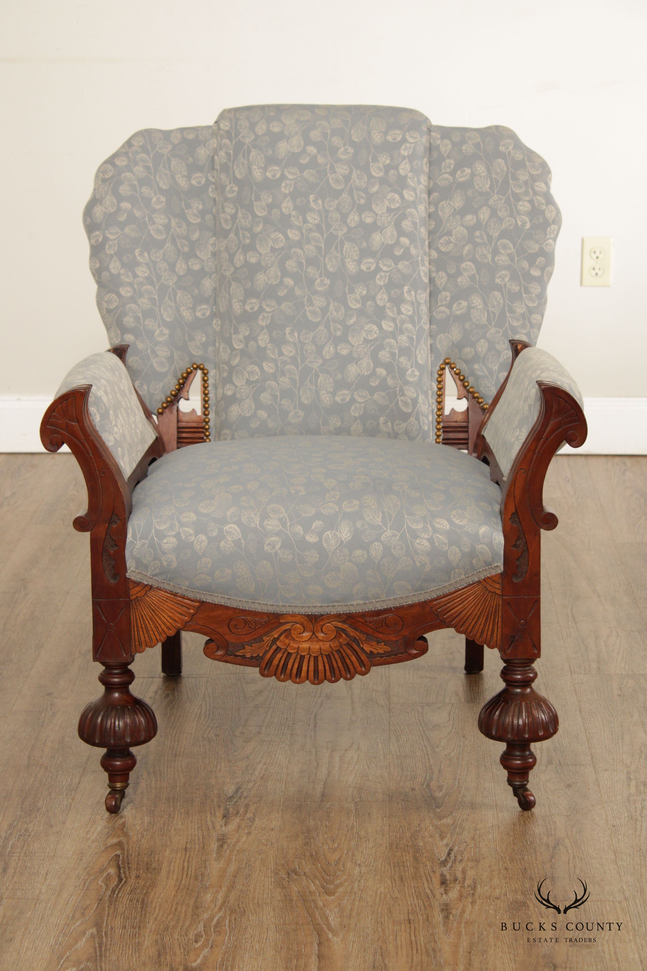 Antique Victorian Eastlake Carved Mahogany Peacock Chair