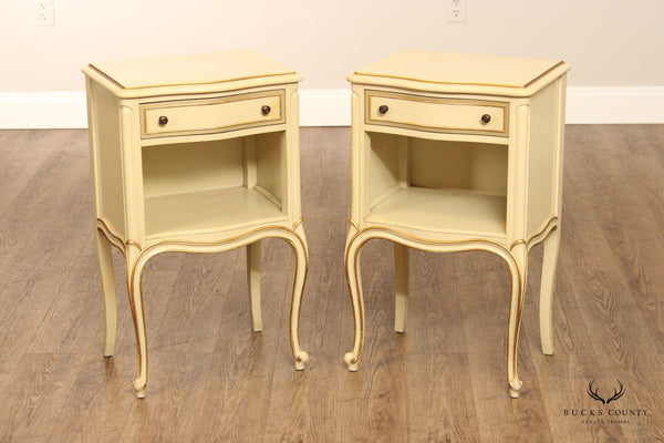 Drexel French Provincial Style Vintage Pair of Painted Nightstands