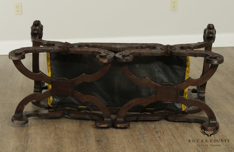 Italian Renaissance Style Antique Carved Double Back Settee