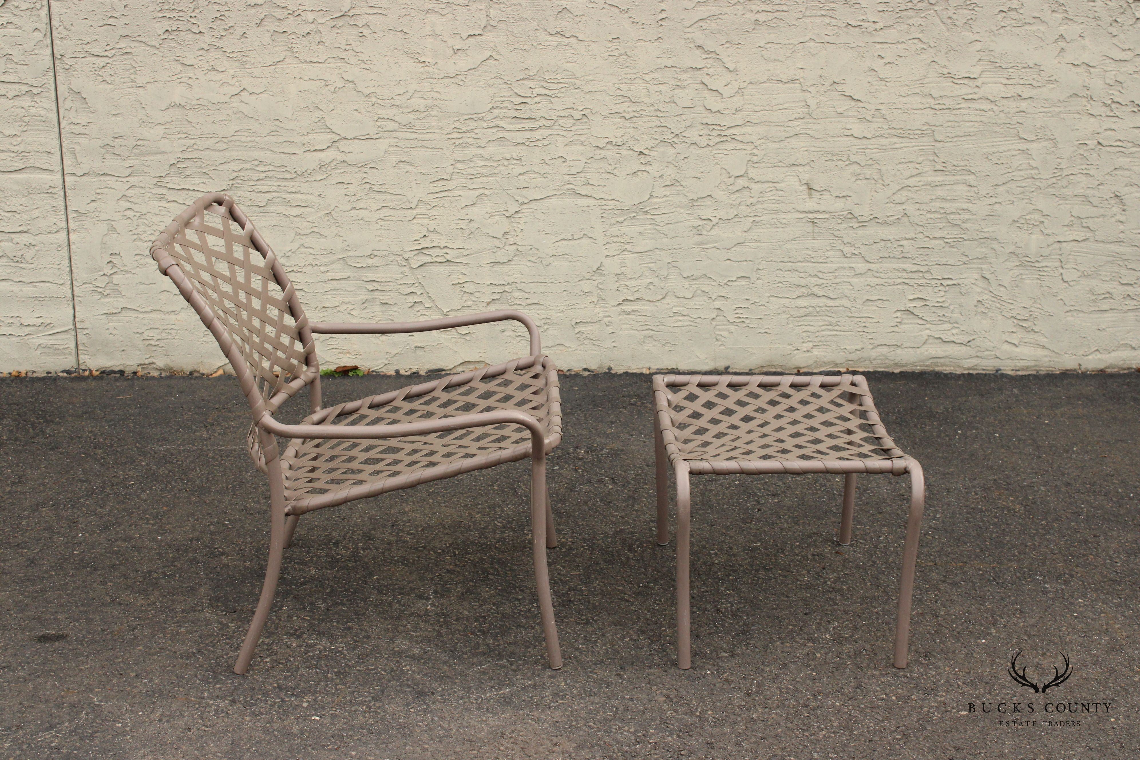 Vintage Outdoor Patio Armchair With Ottoman