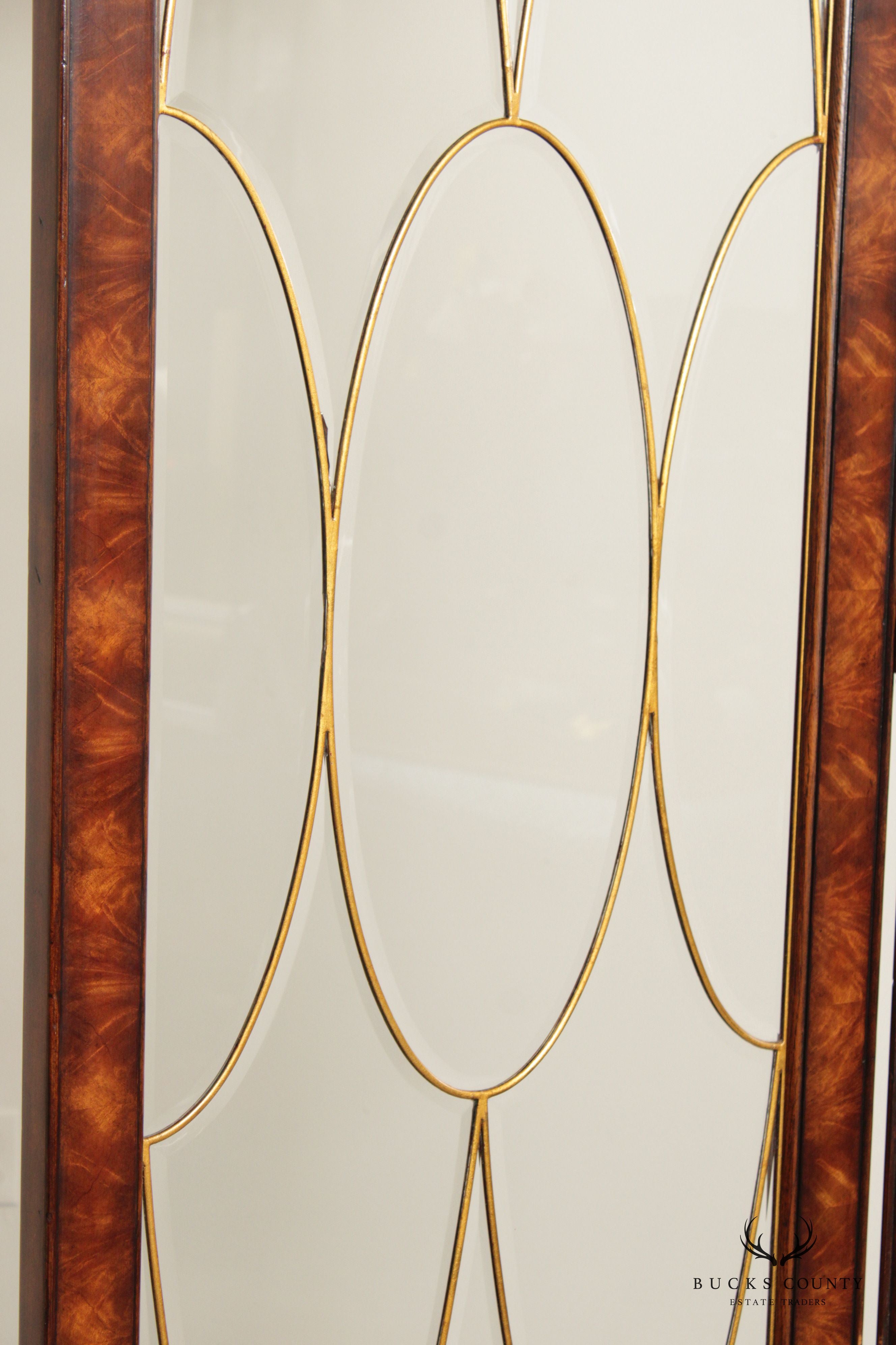 Theodore Alexander Mahogany and Glass Two Panel Room Divider