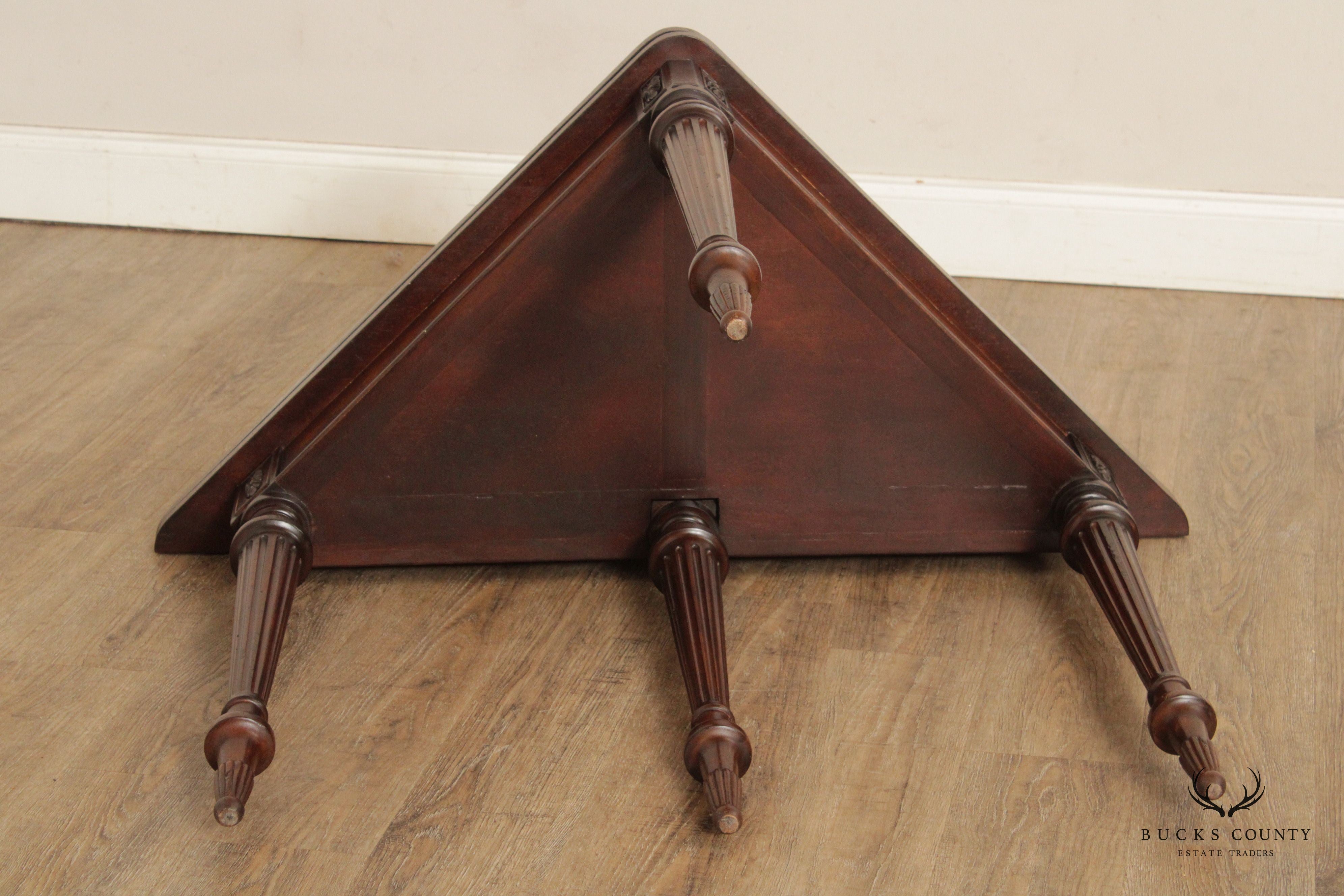 Federal Style Gate Leg Leather Top Mahogany Corner Card Table