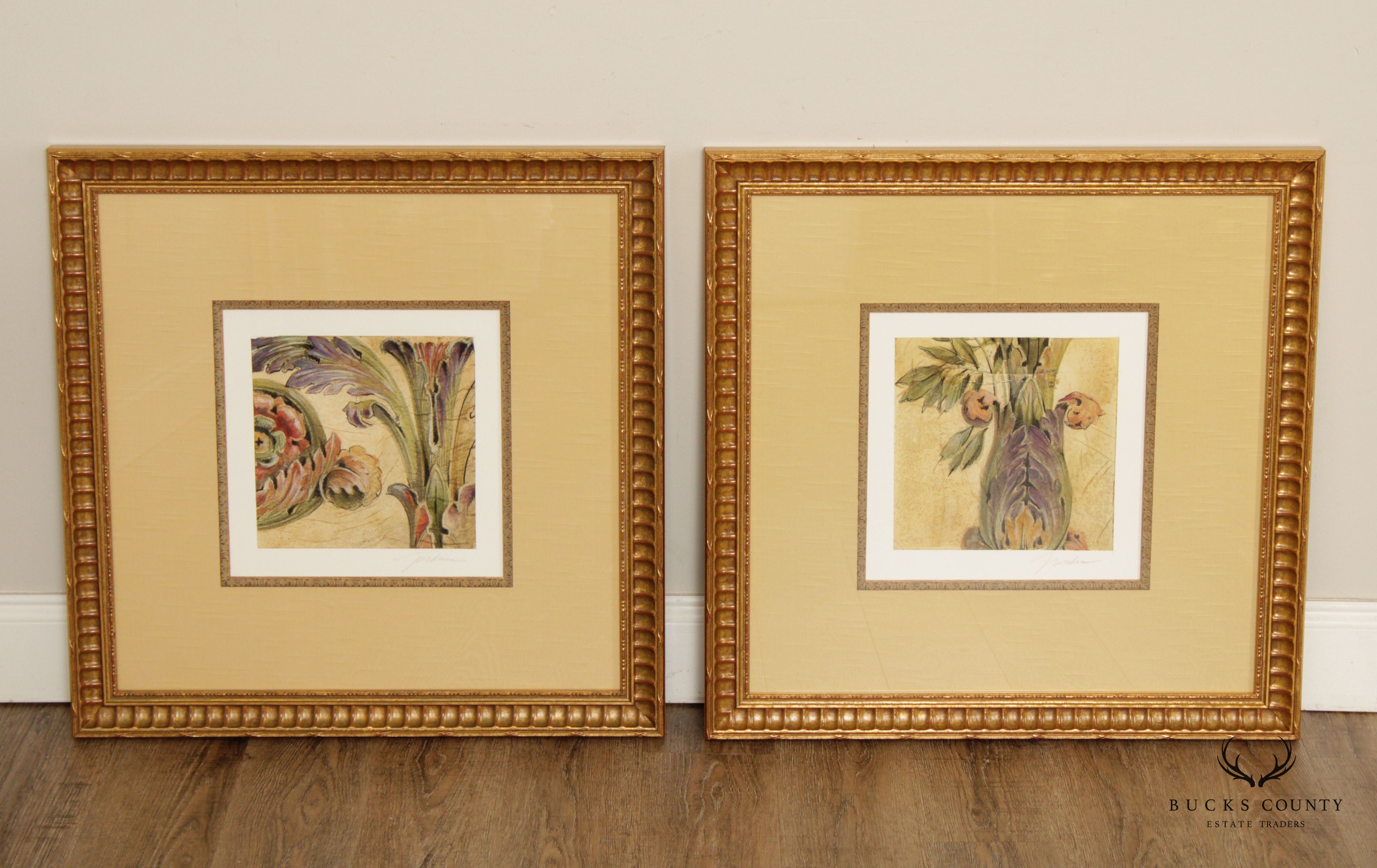 Renaissance Style Pair Floral Art Prints by Elizabeth Jardine