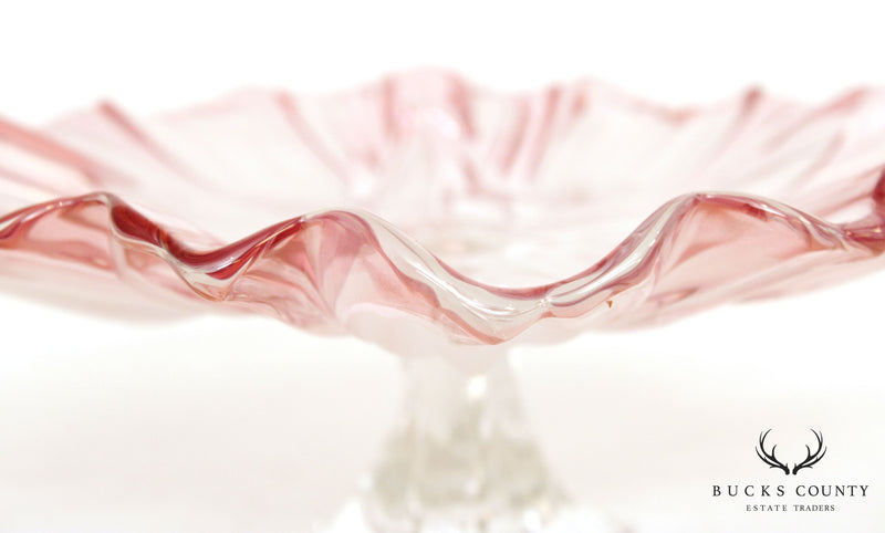 Vintage Petal Glass Pedestal Compote Dish