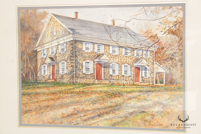 Sandy Busch 'Buckingham Friend Meeting House' Watercolor Print, Custom Framed