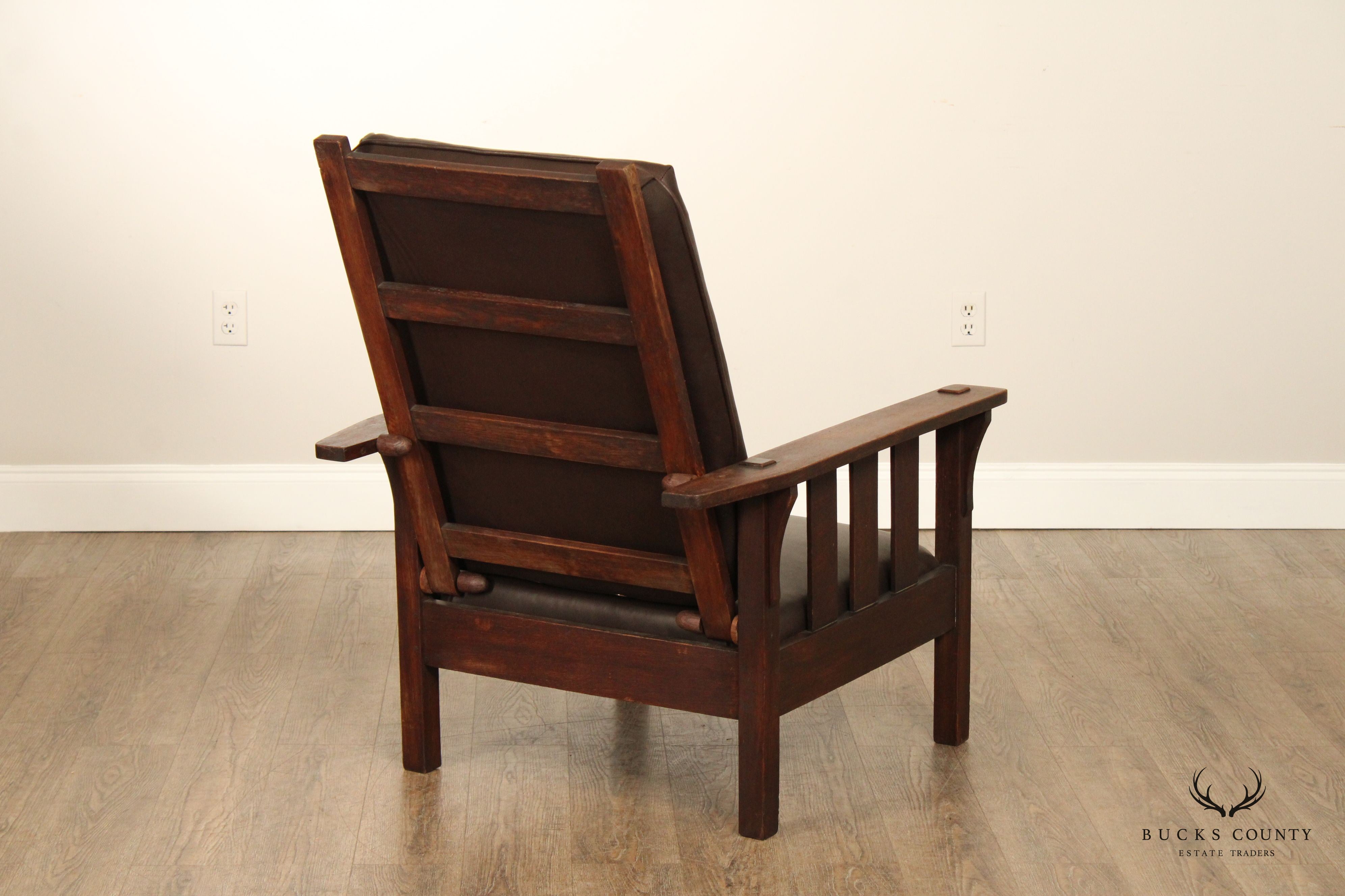 Antique Mission Oak and Leather Morris Chair