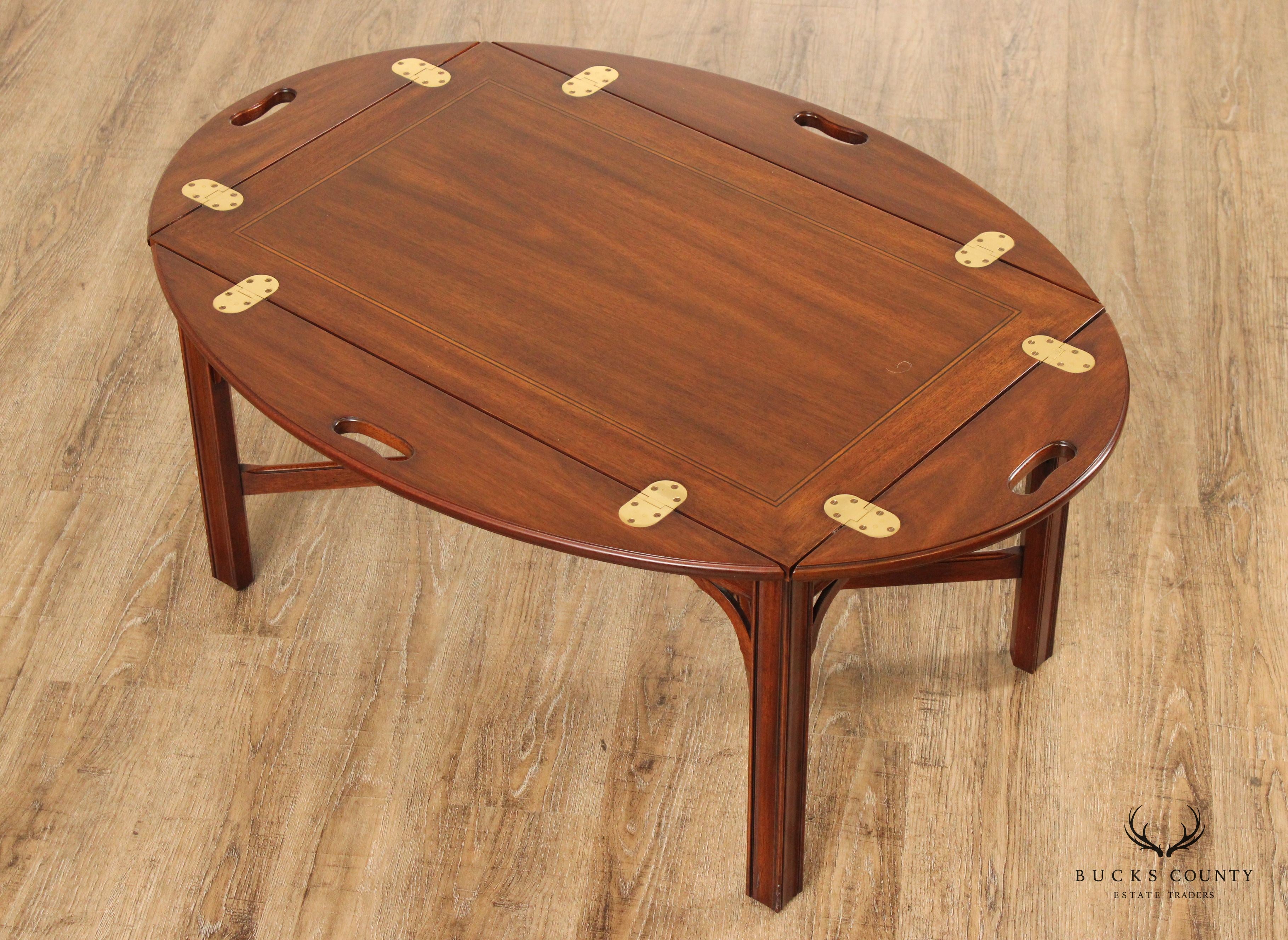 Henkel-Harris Chippendale Style Mahogany Butler's Tray Coffee Table