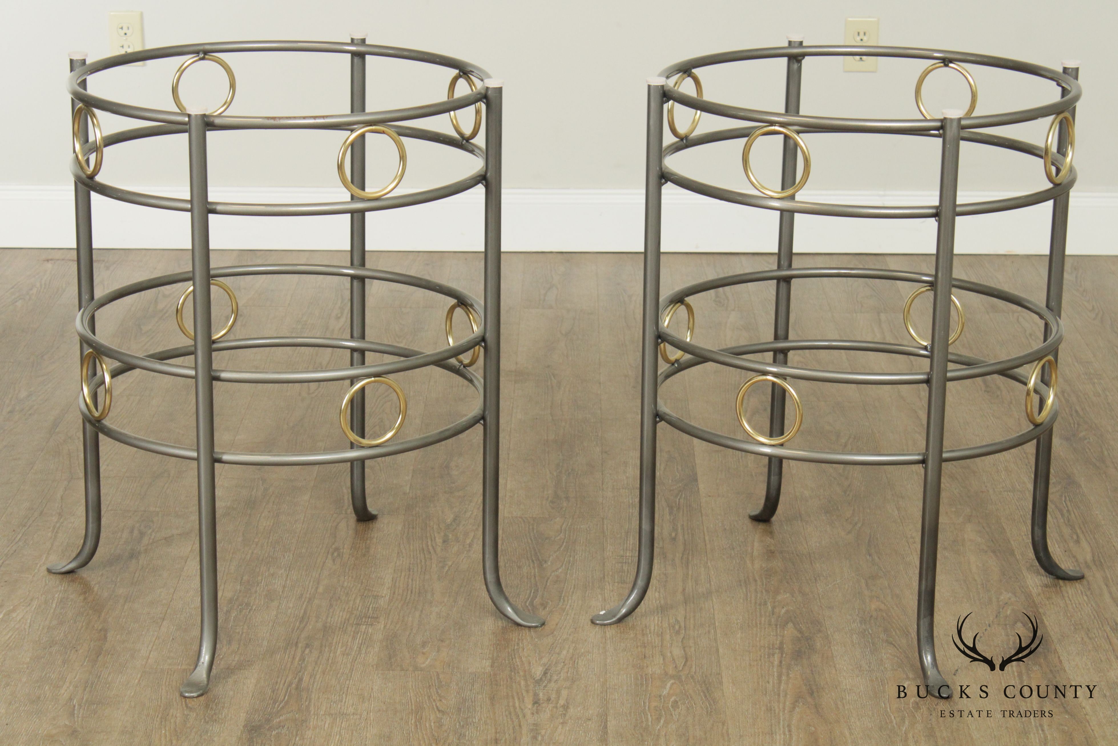 Charleston Forge Pair Circular Iron & Brass Table Bases