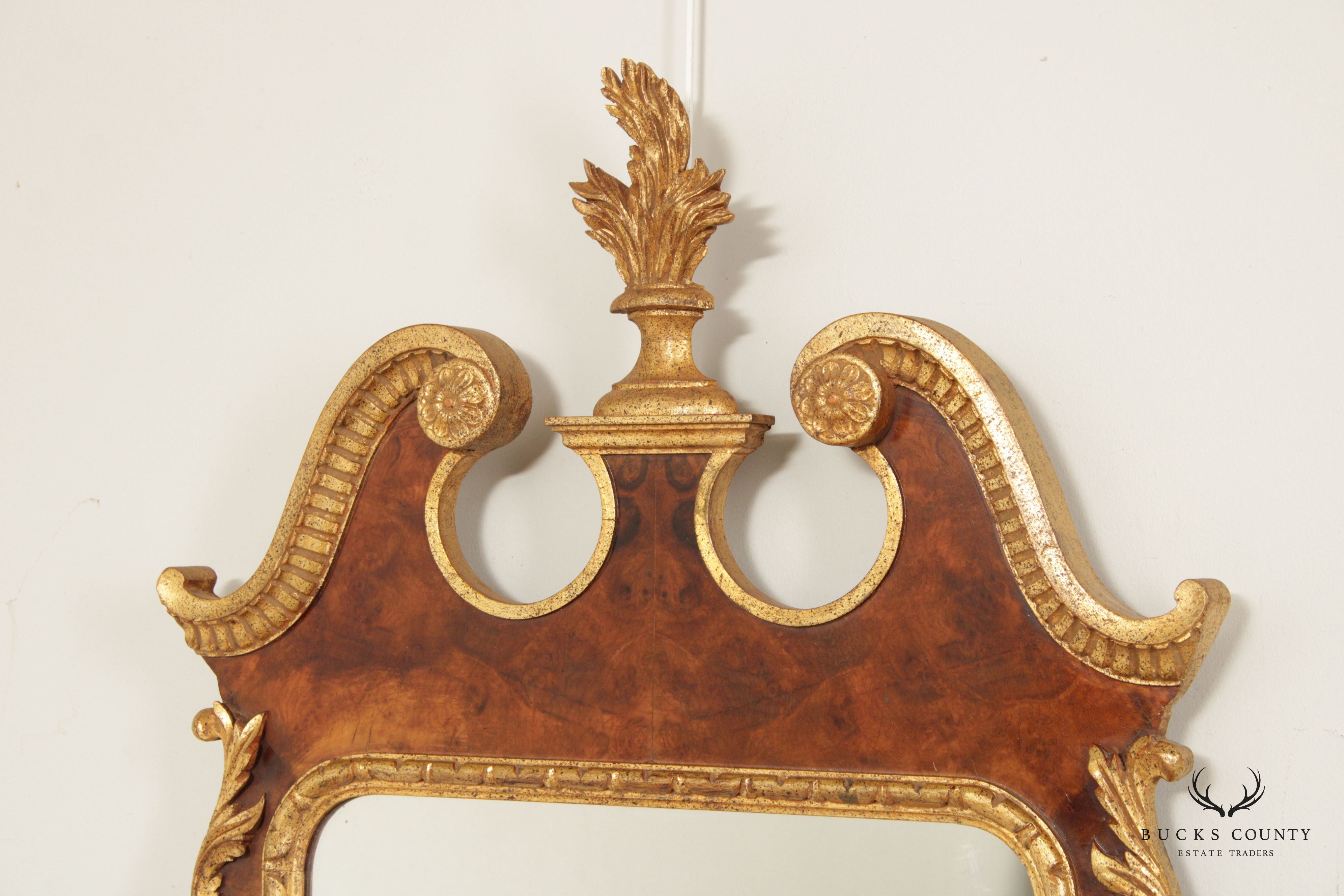 George II Style Parcel Gilt and Burl Walnut Wall Mirror