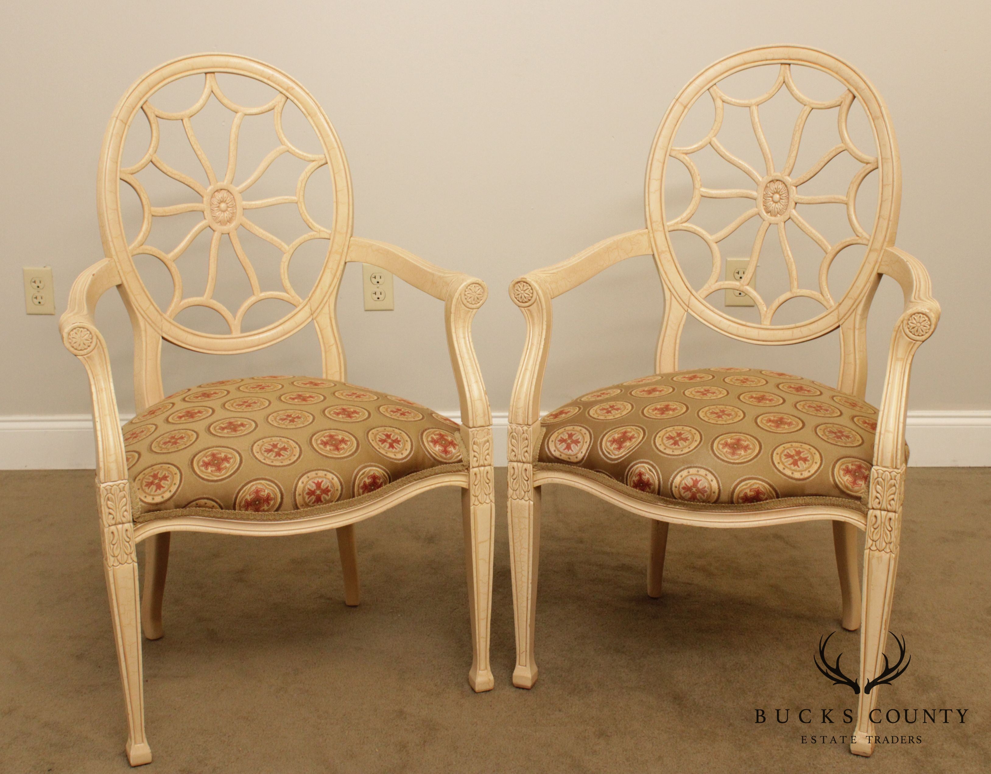 Regency Style Quality Pair Spider Back Armchairs (B)