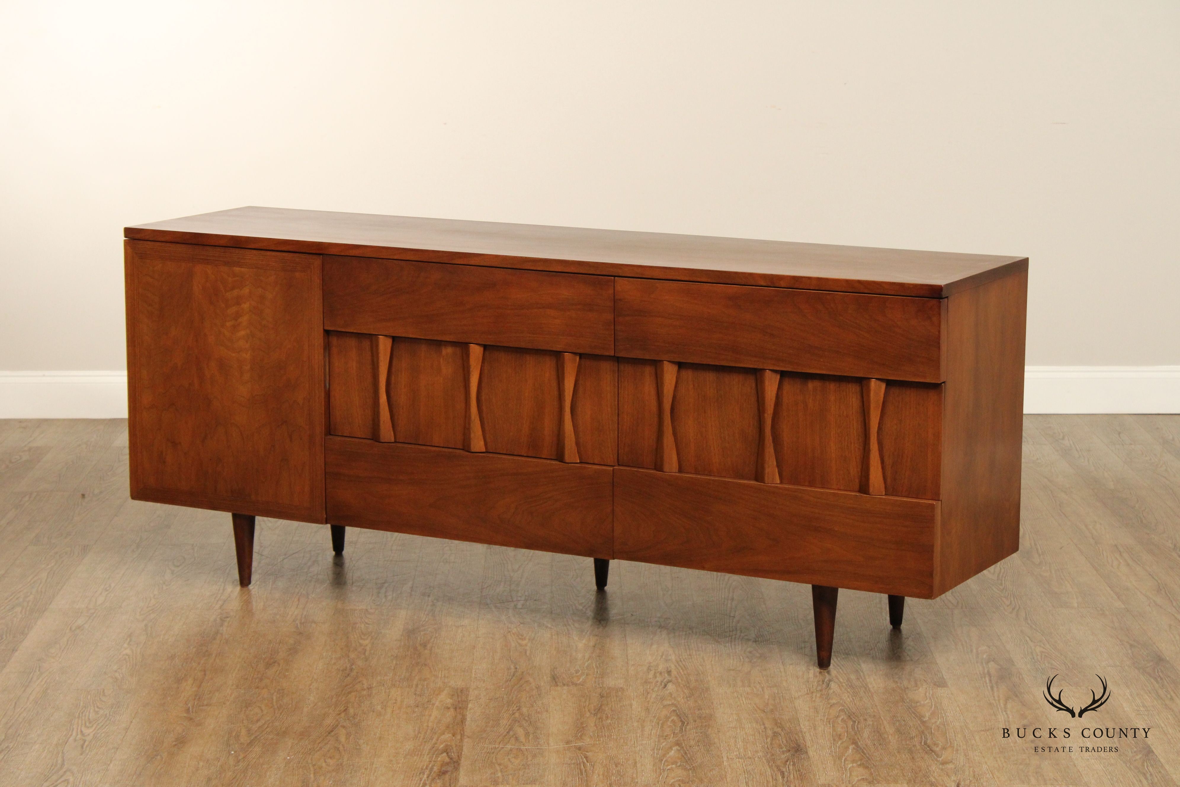 AMERICAN OF MARTINSVILLE MID CENTURY 9-DRAWER WALNUT DRESSER