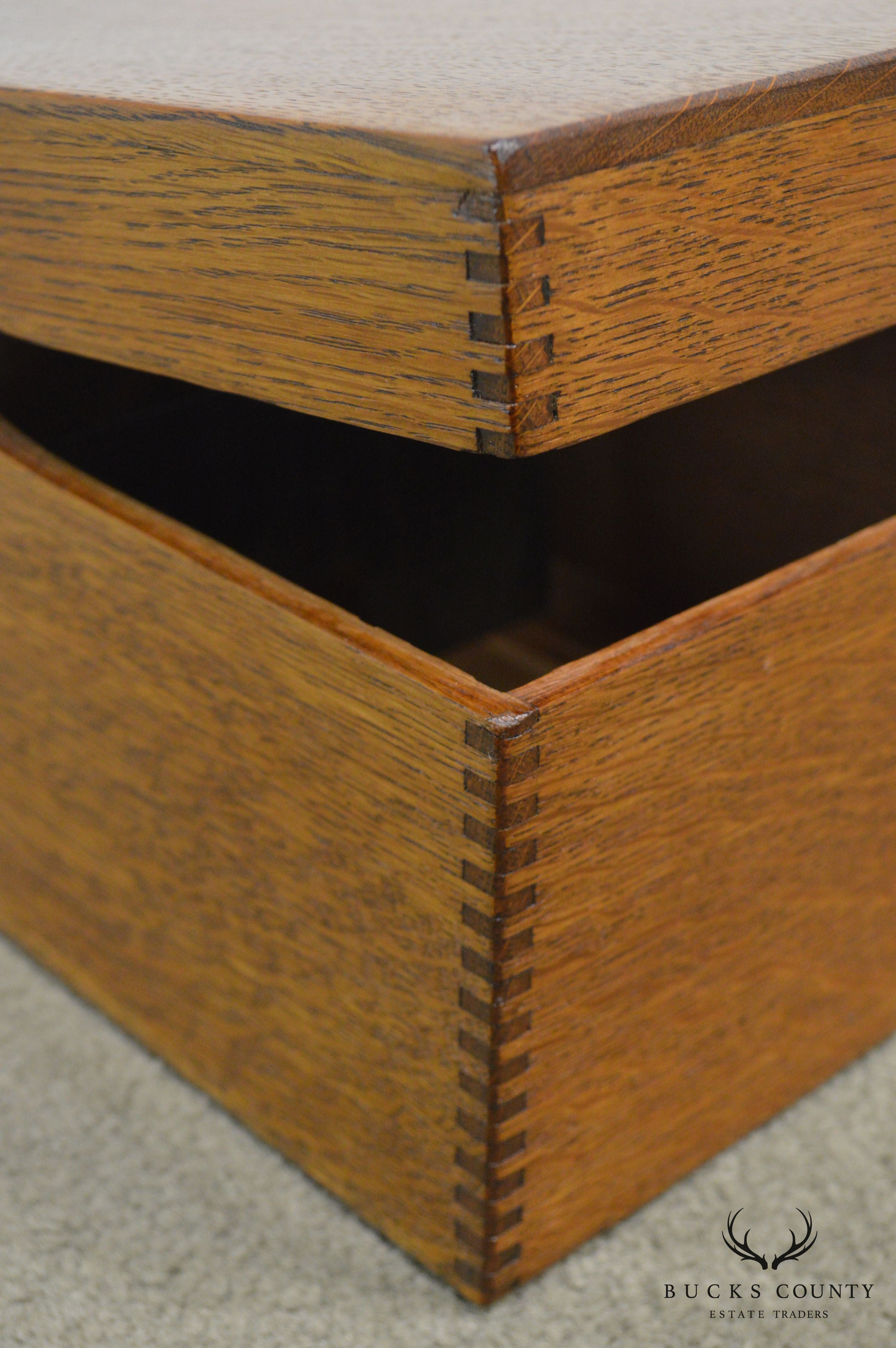 Antique Oak Desktop Library Card File Box