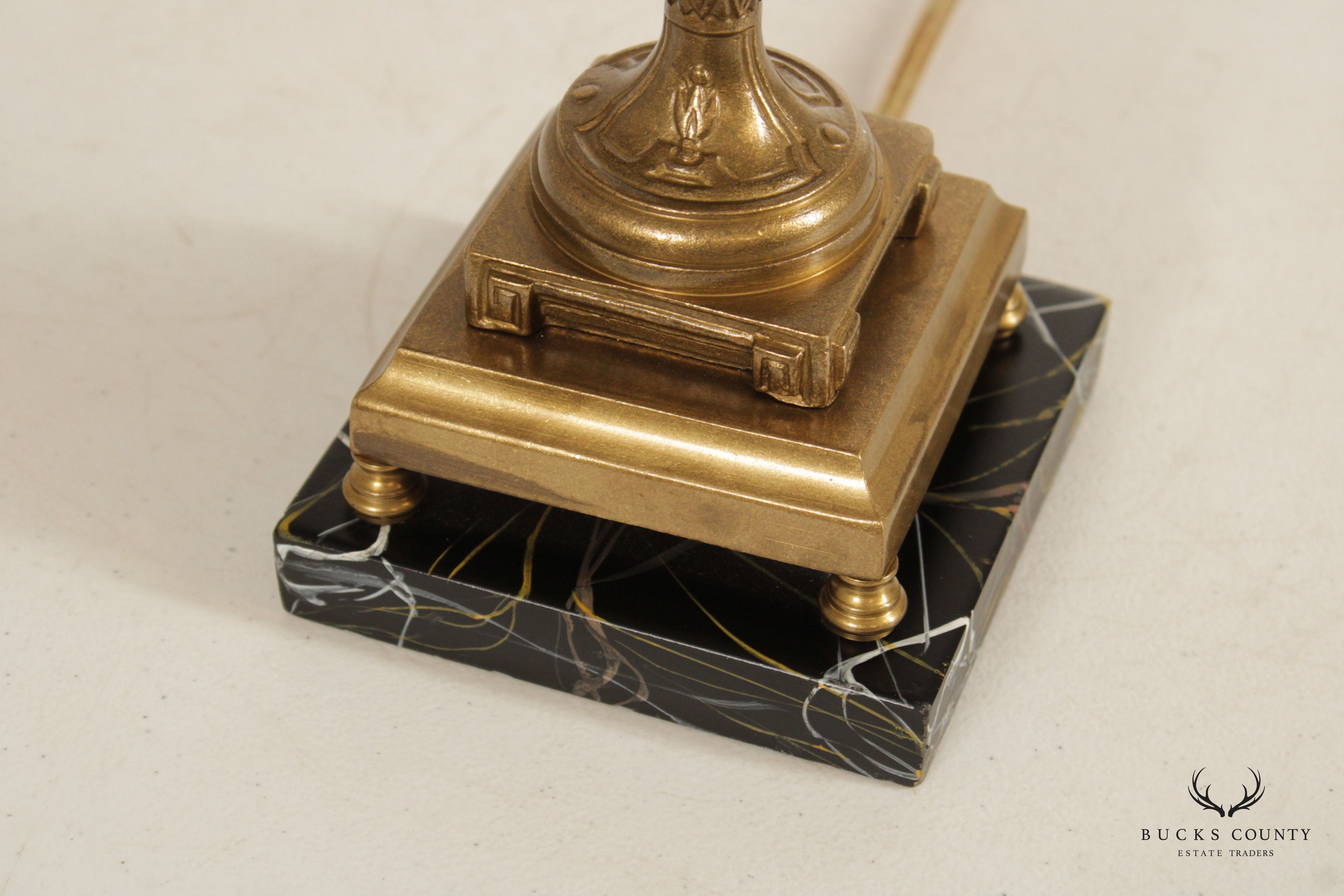 Frederick Cooper Brass and Marble Urn-Form Bouillotte Table Lamp
