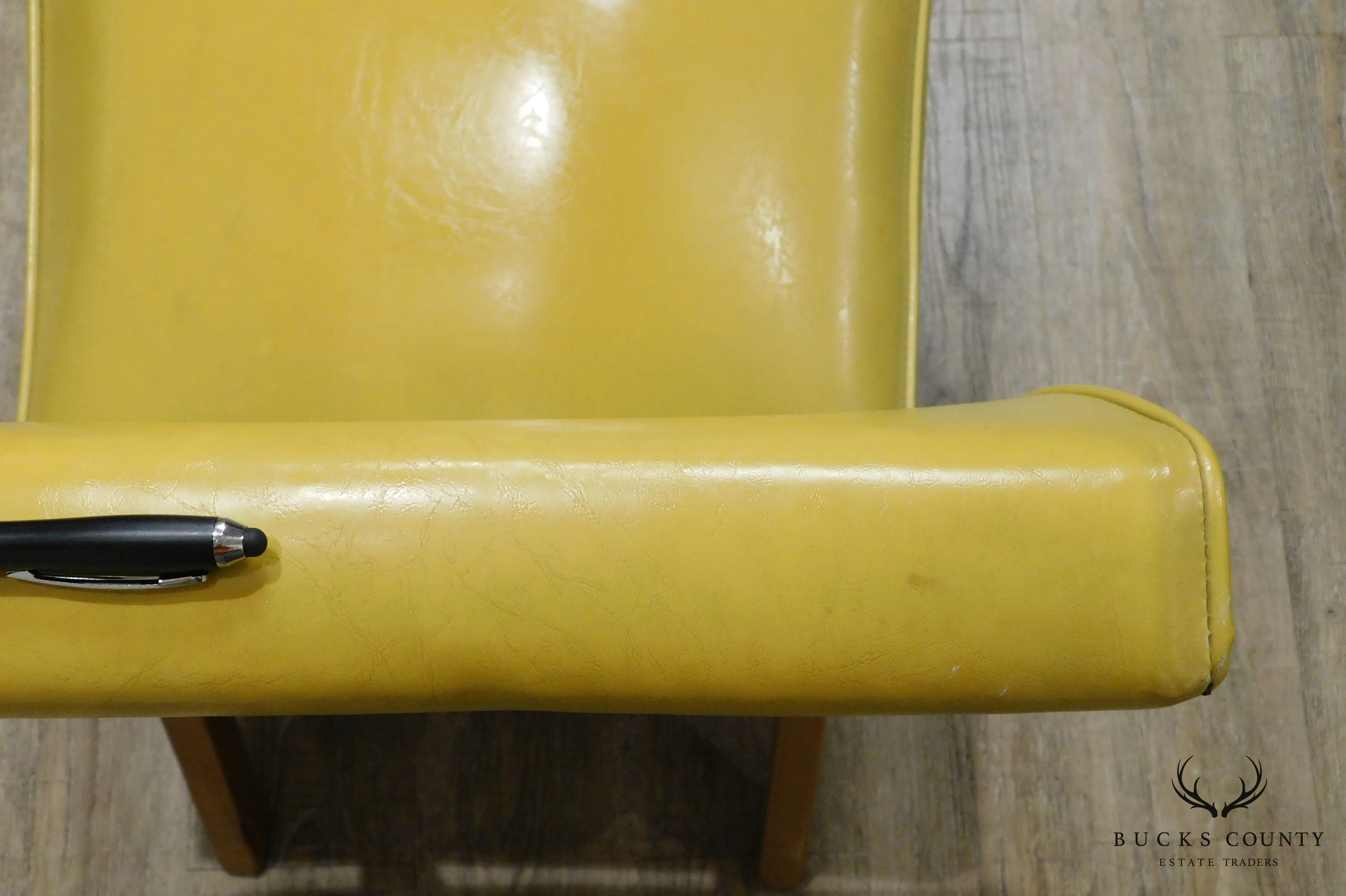 Mid Century Modern 1950 Yellow Vinyl Viking Artline Slipper Chair